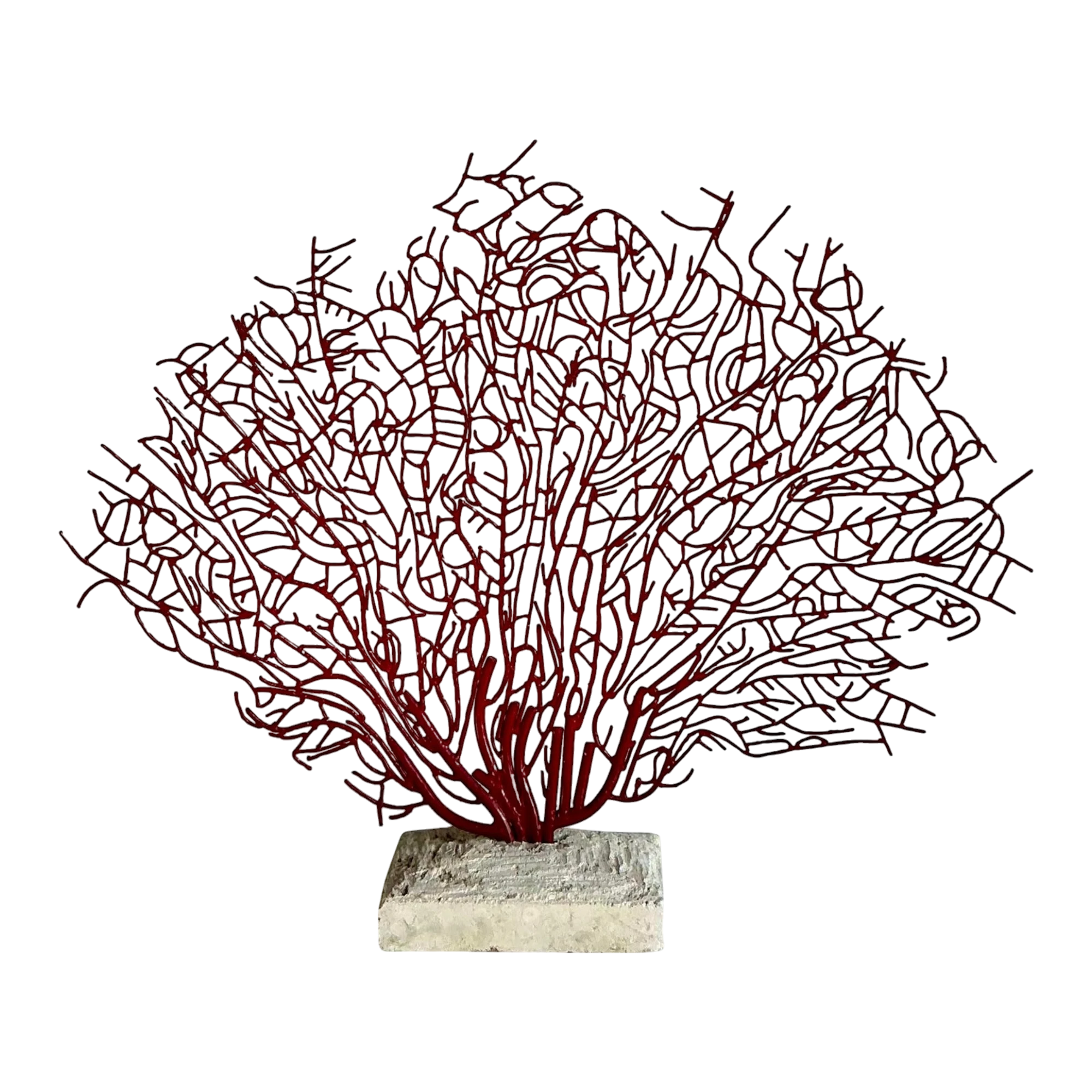 Vintage Coastal Palecek Metal Grand Coral Fan Sculpture