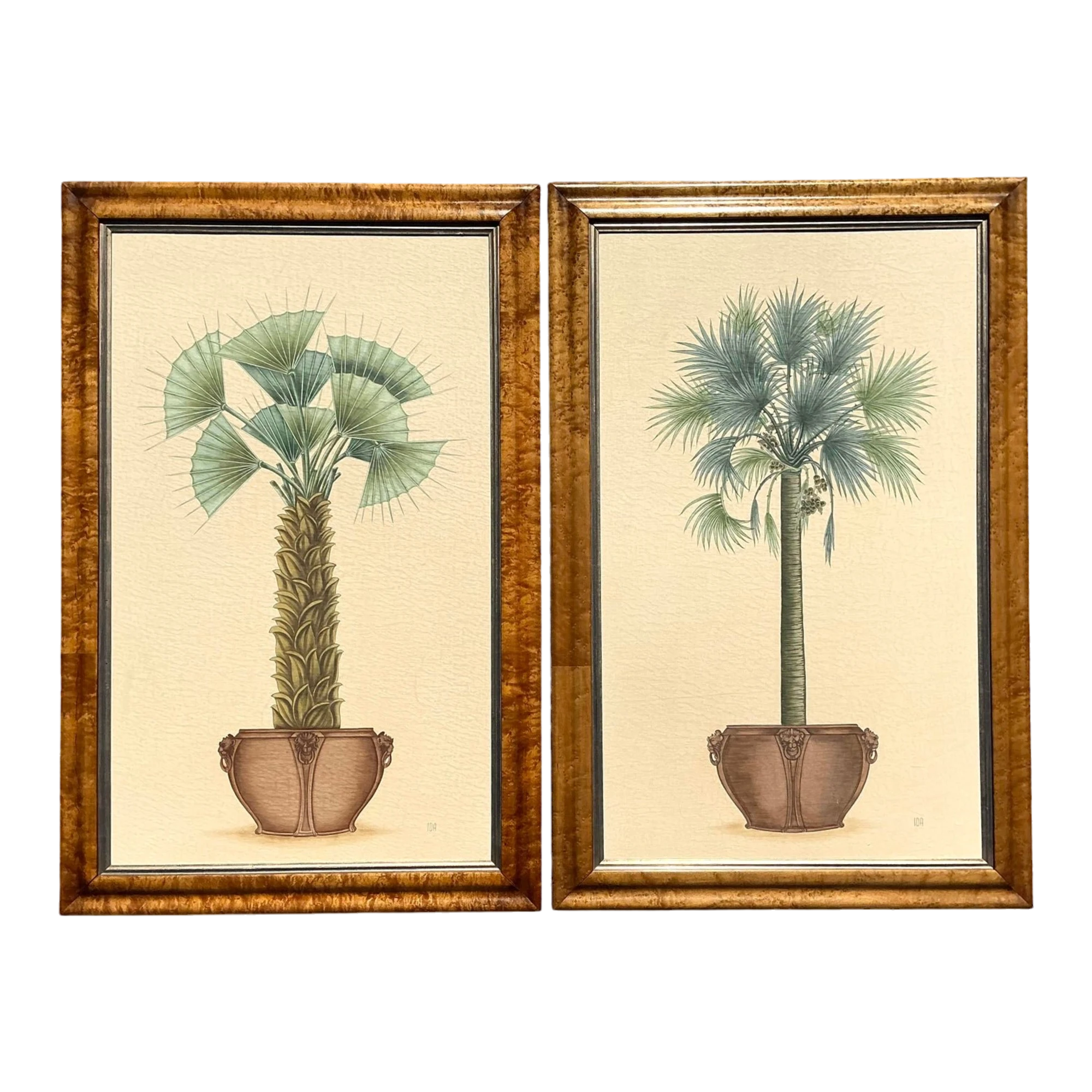 Vintage Coastal Palm Printed - A Pair