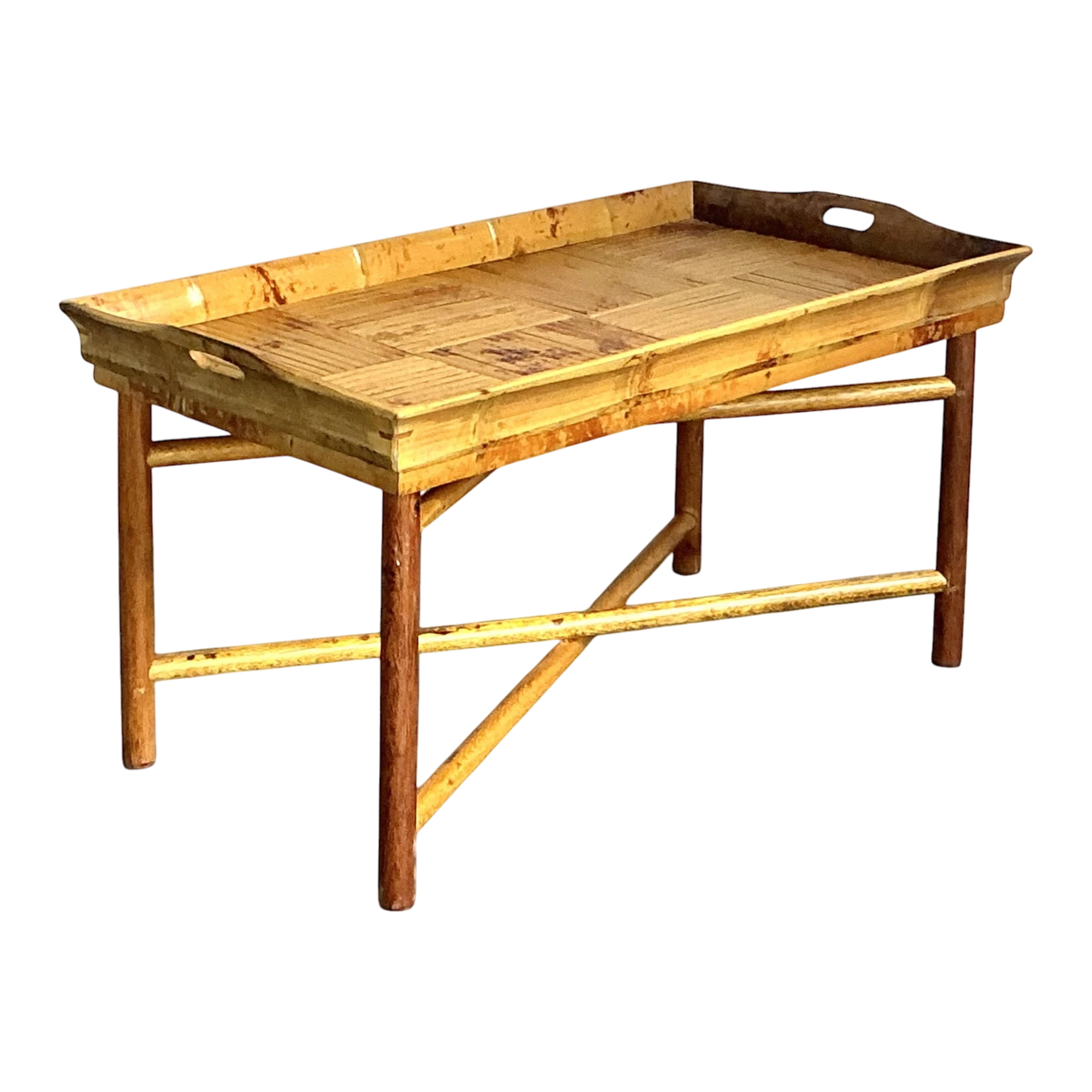 Vintage Coastal Patch Work Reed Coffee Table
