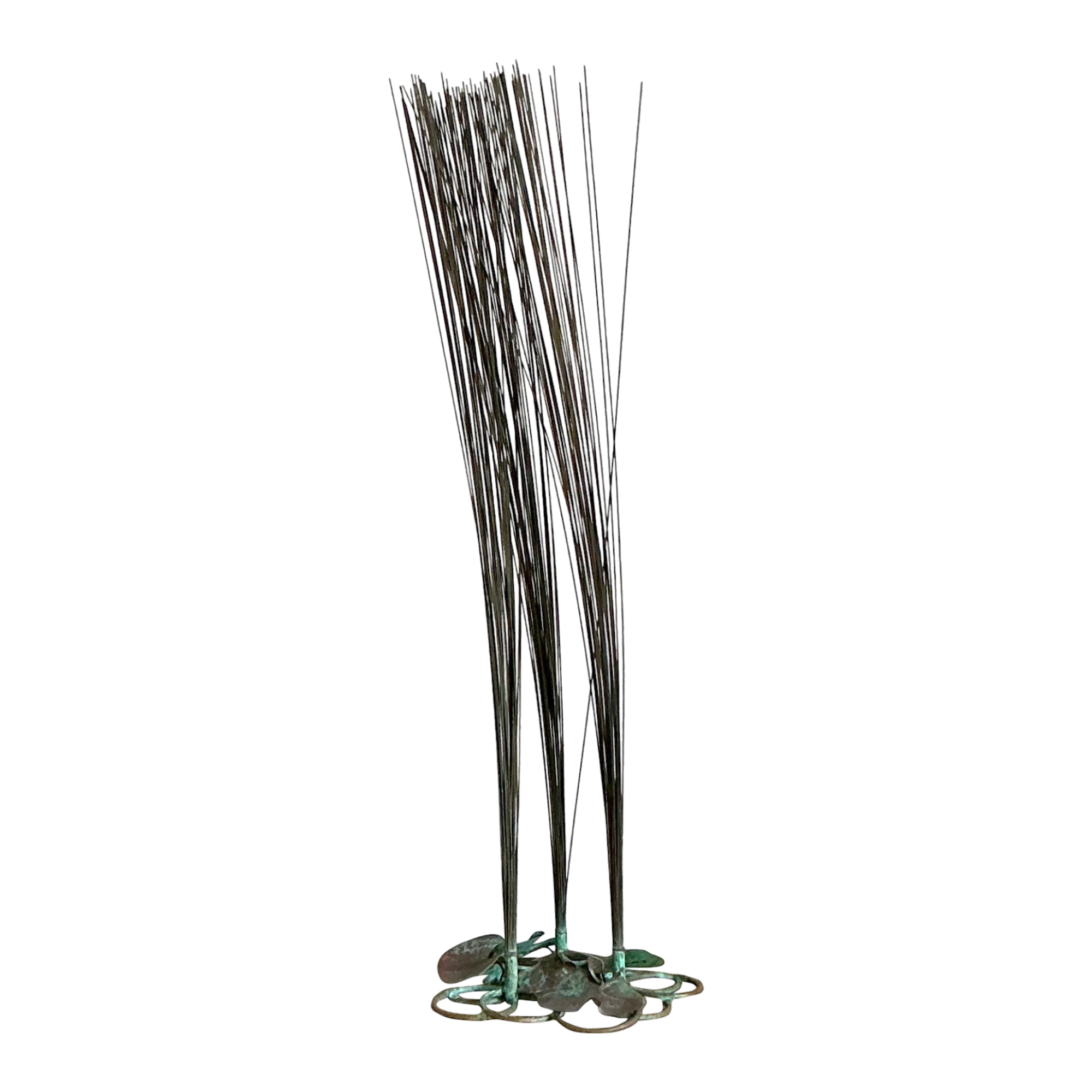 Vintage Coastal Patinated Bronze Tall Grass Sculpture