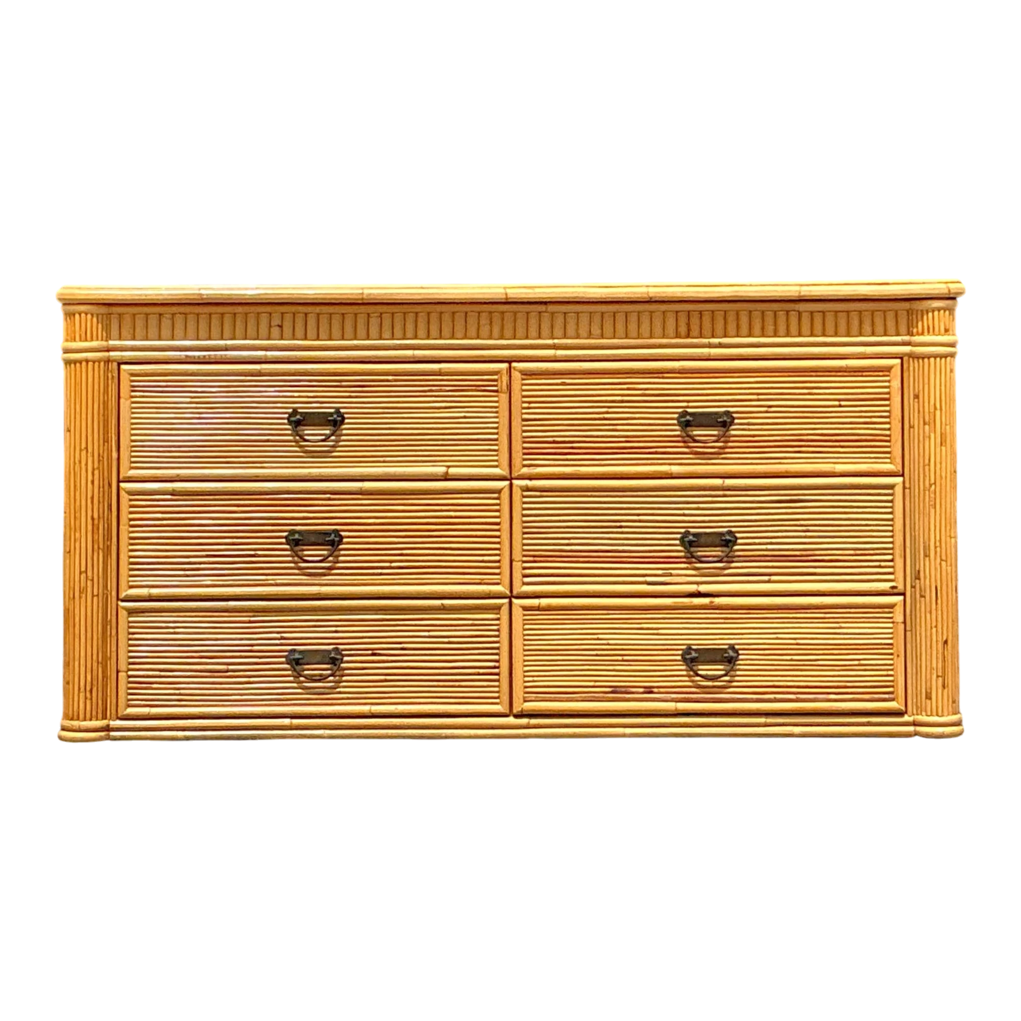 Vintage Coastal Pencil Reed Column Dresser — additional photo 1
