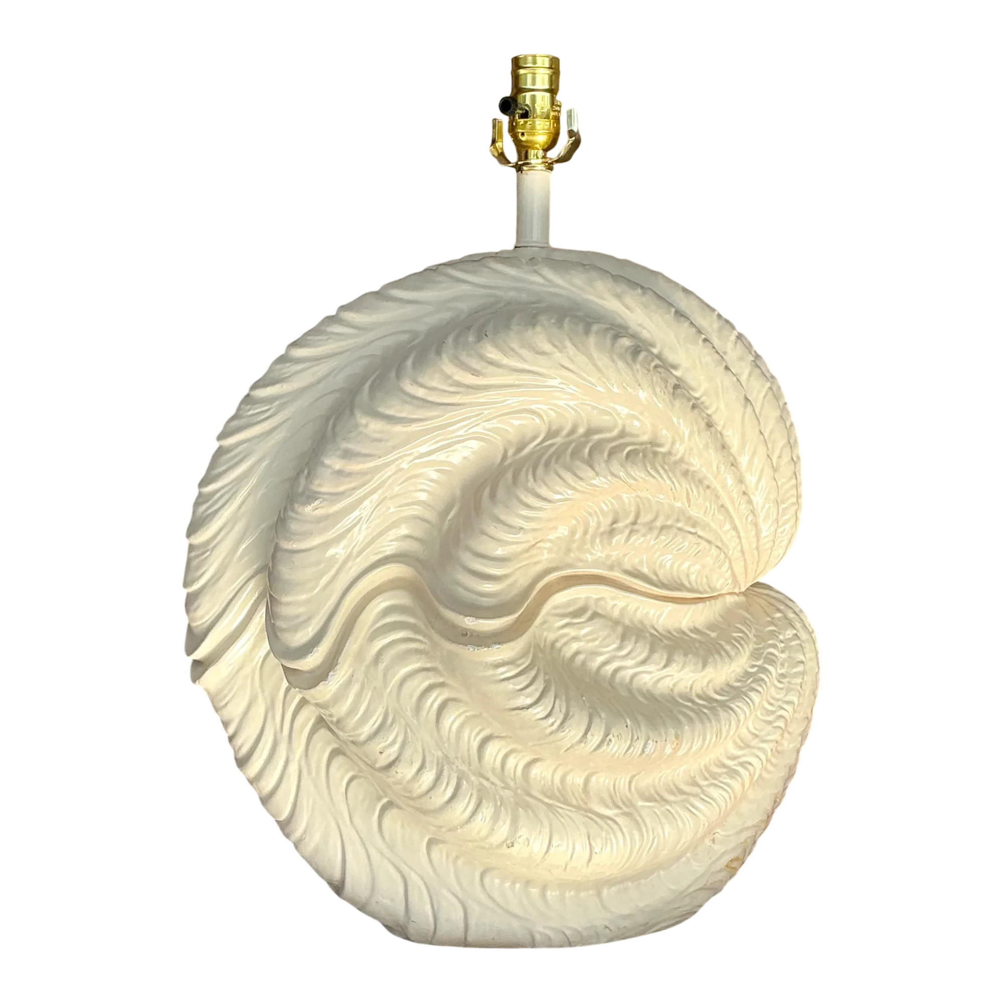 Vintage Coastal Plaster Clamshell Lamp