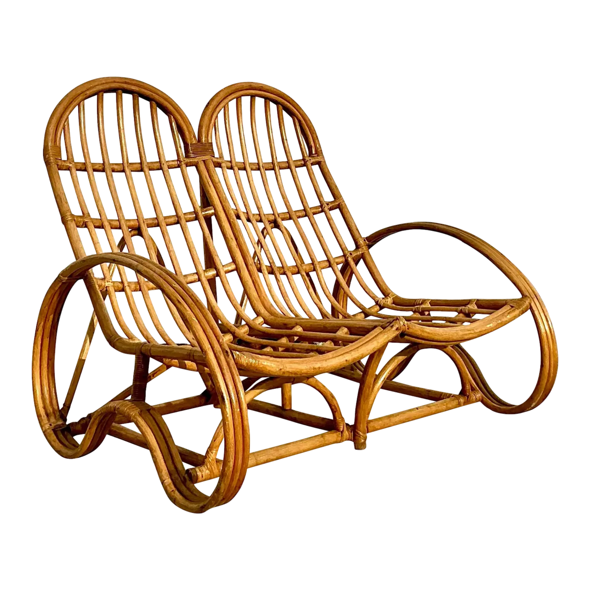 Vintage Coastal Rattan Double Lounge Chair