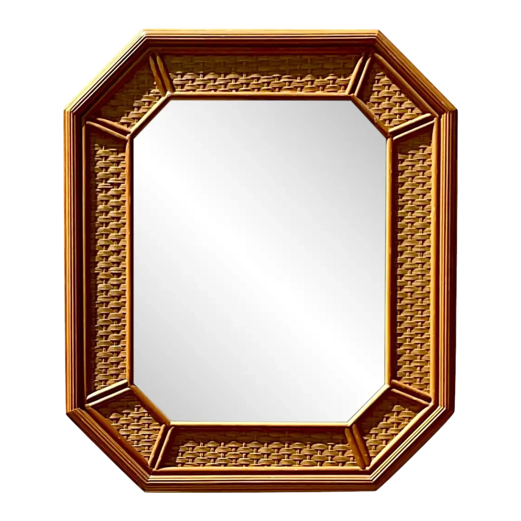 Vintage Coastal Rattan Octagon Mirror
