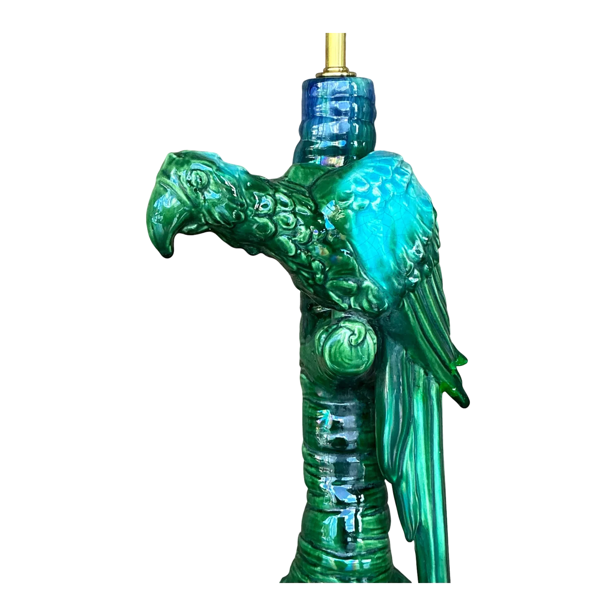 Vintage Coastal Royal Haeger Glazed Ceramic Parrot Table Lamp
