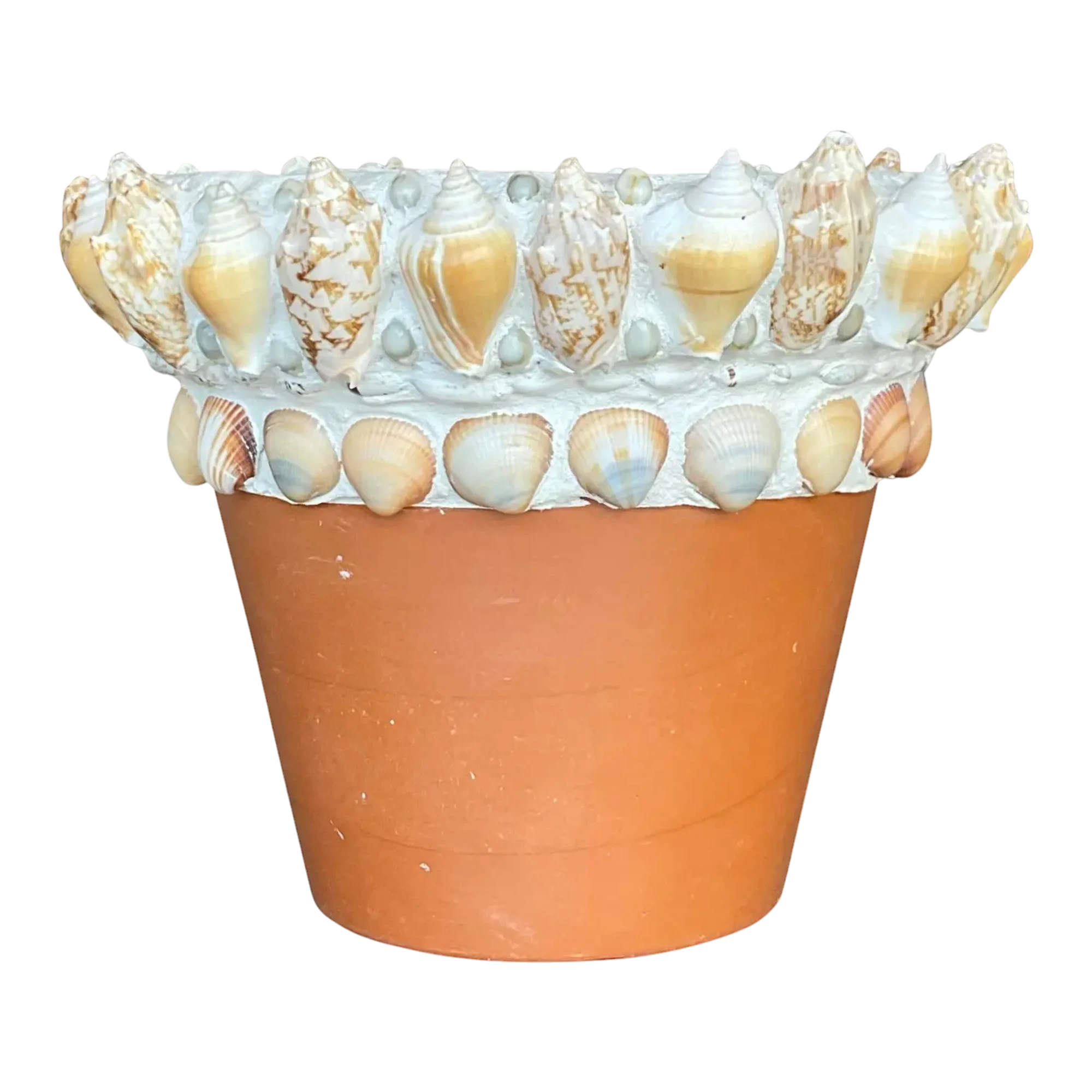 Vintage Coastal Shell Encrusted Flower Pot