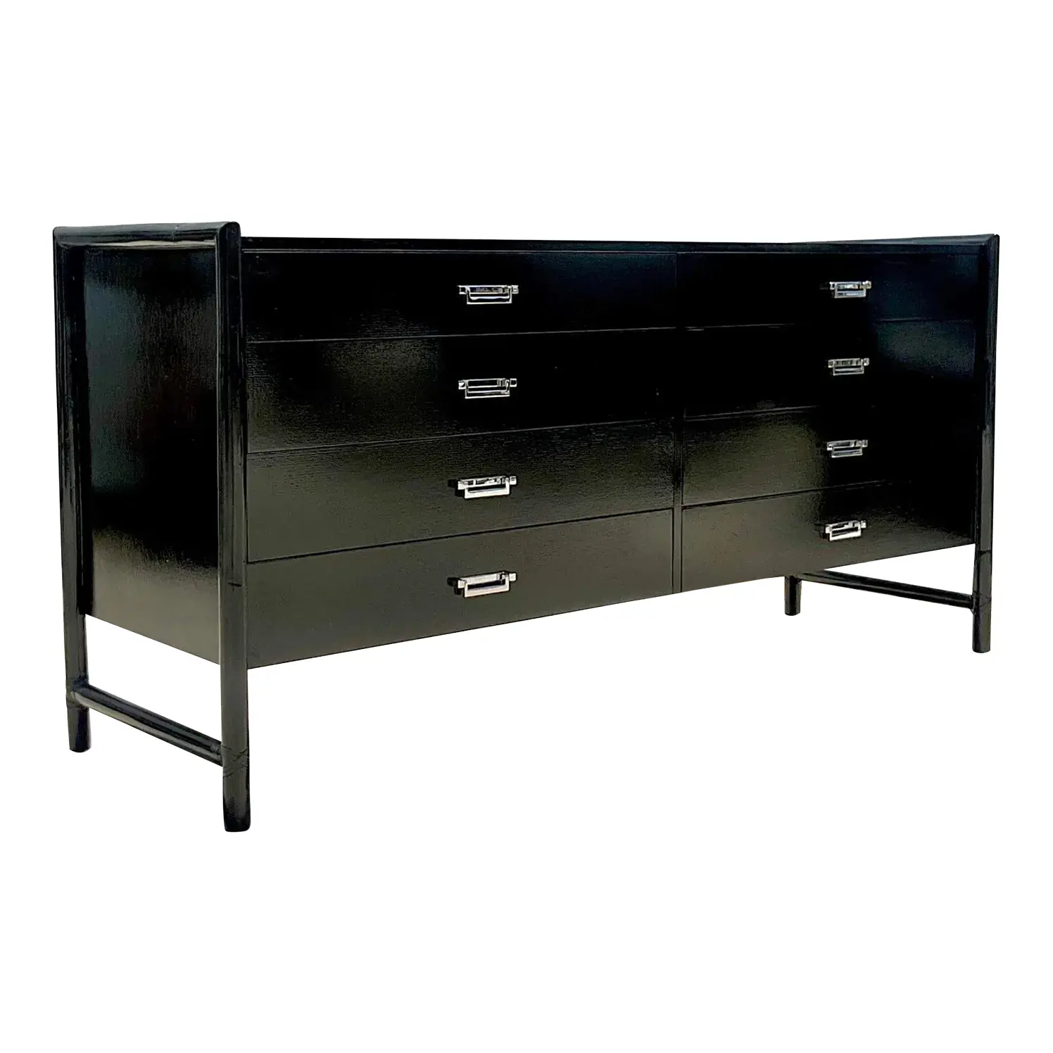 Vintage Coastal Signed McGuire Lacquered Rattan Dresser