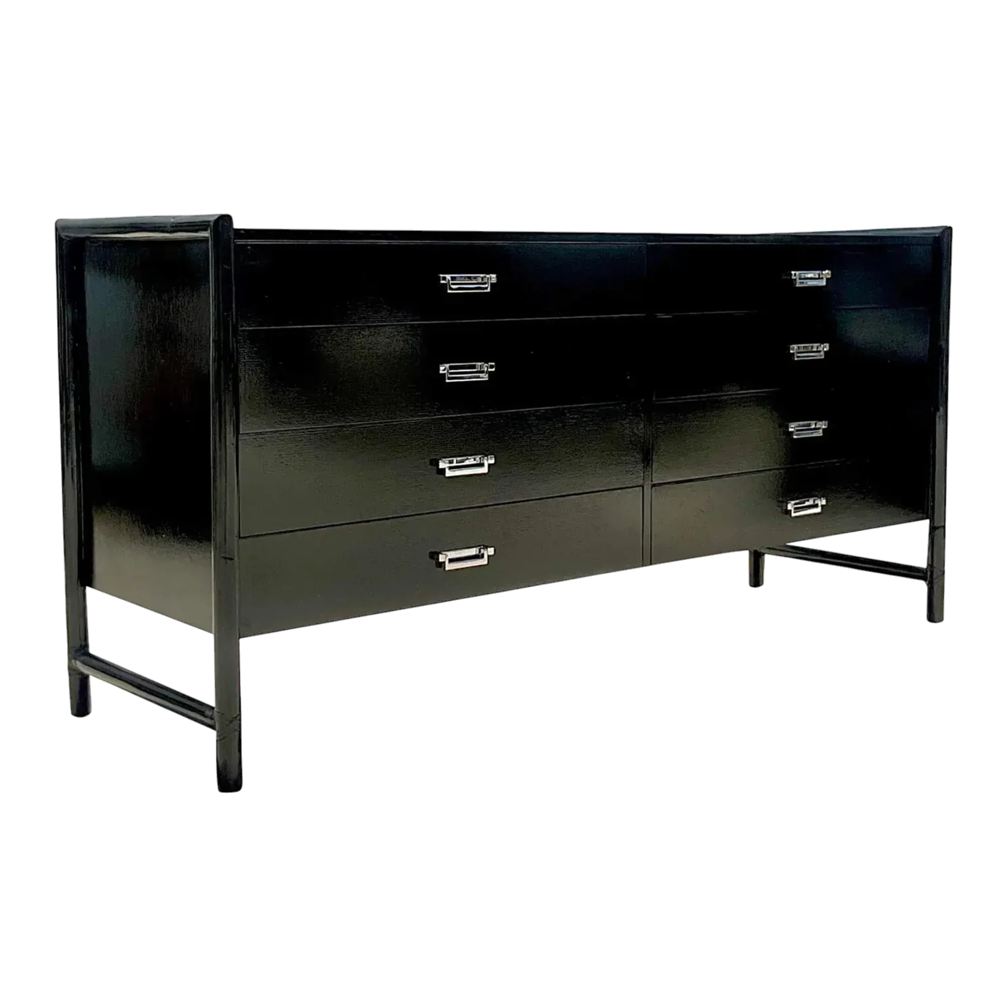 Vintage Coastal Signed McGuire Lacquered Rattan Dresser