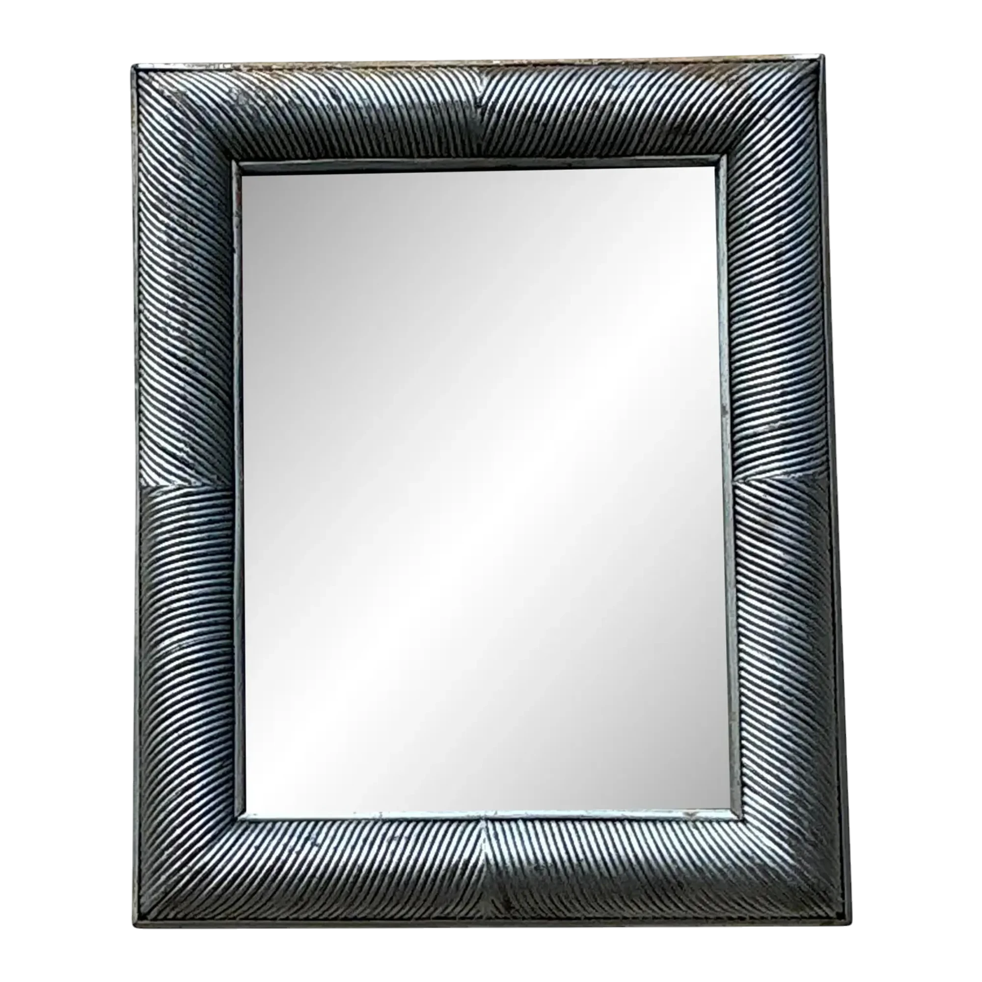 Vintage Coastal Silver Pencil Reed Distressed Mirror