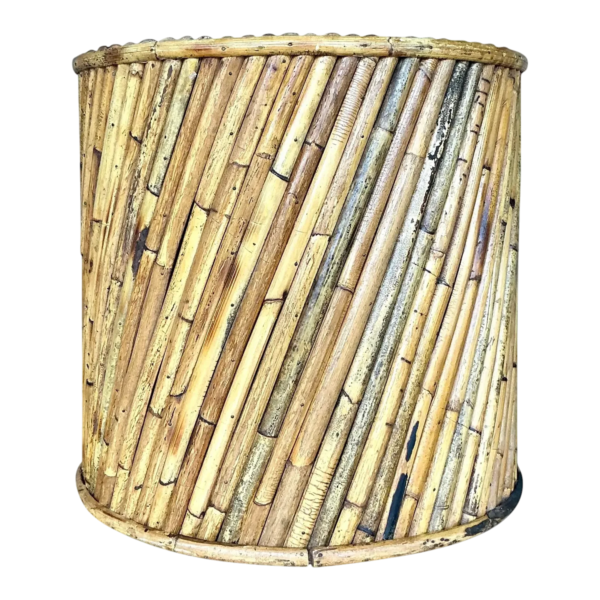 Vintage Coastal Split Reed Side Table