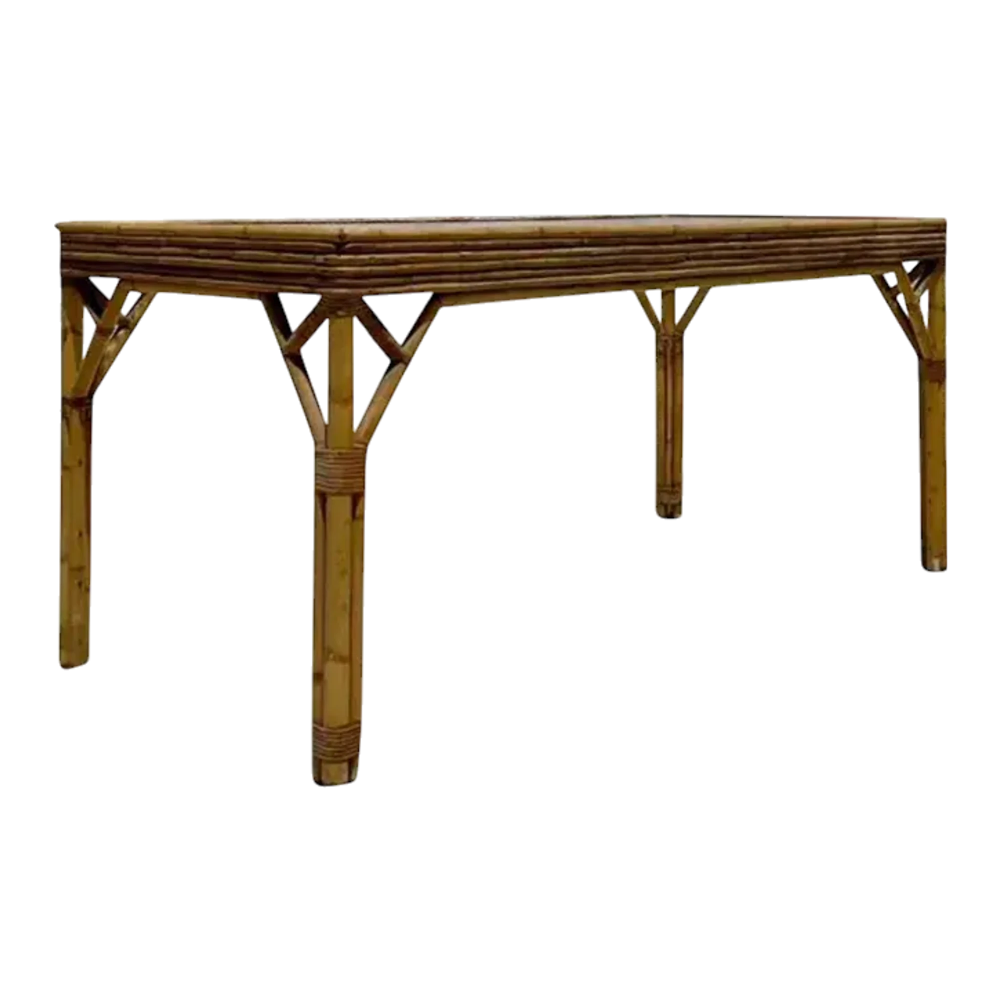 Vintage Coastal Stacked Rattan Dining Table