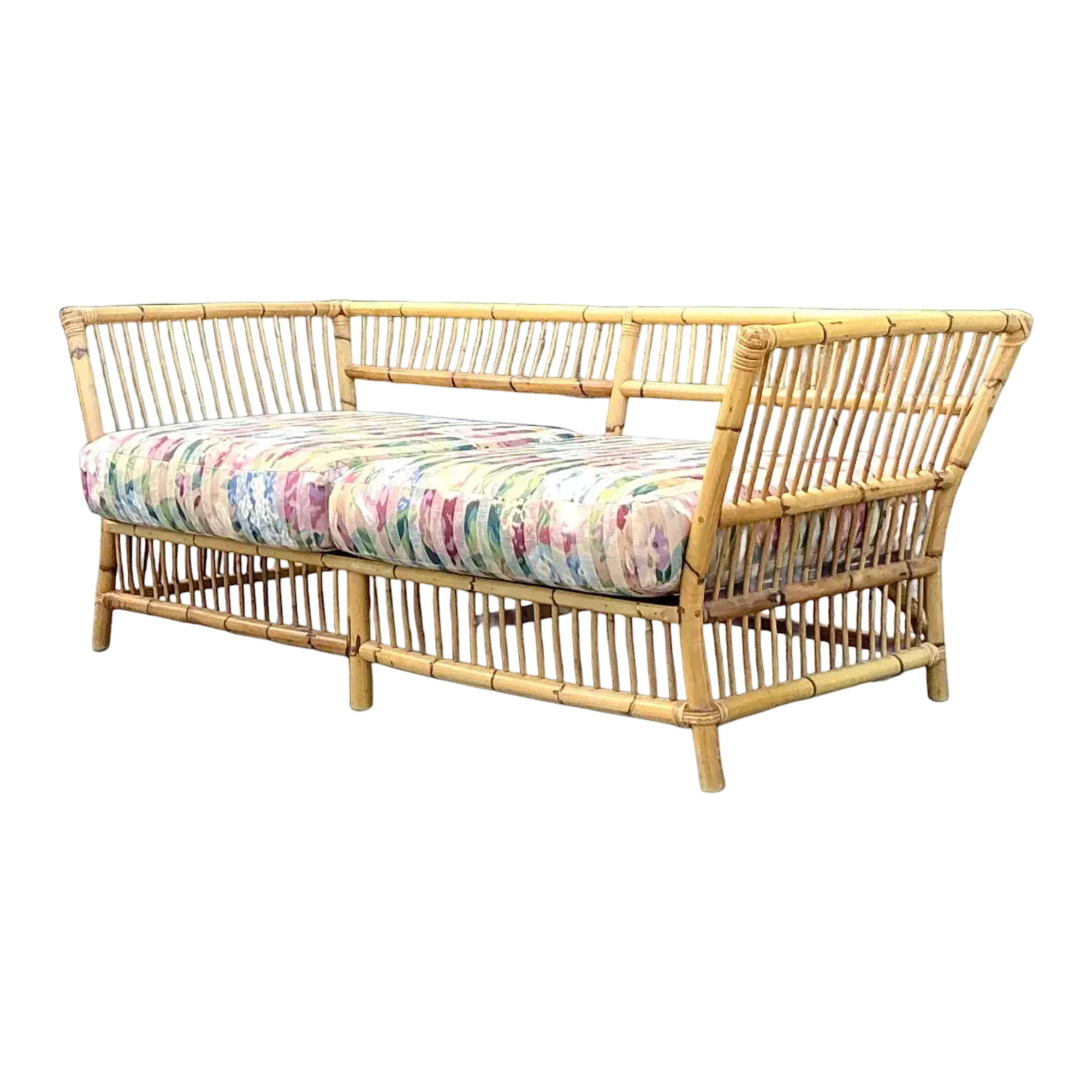 Vintage Coastal Stick Bamboo Loveseat