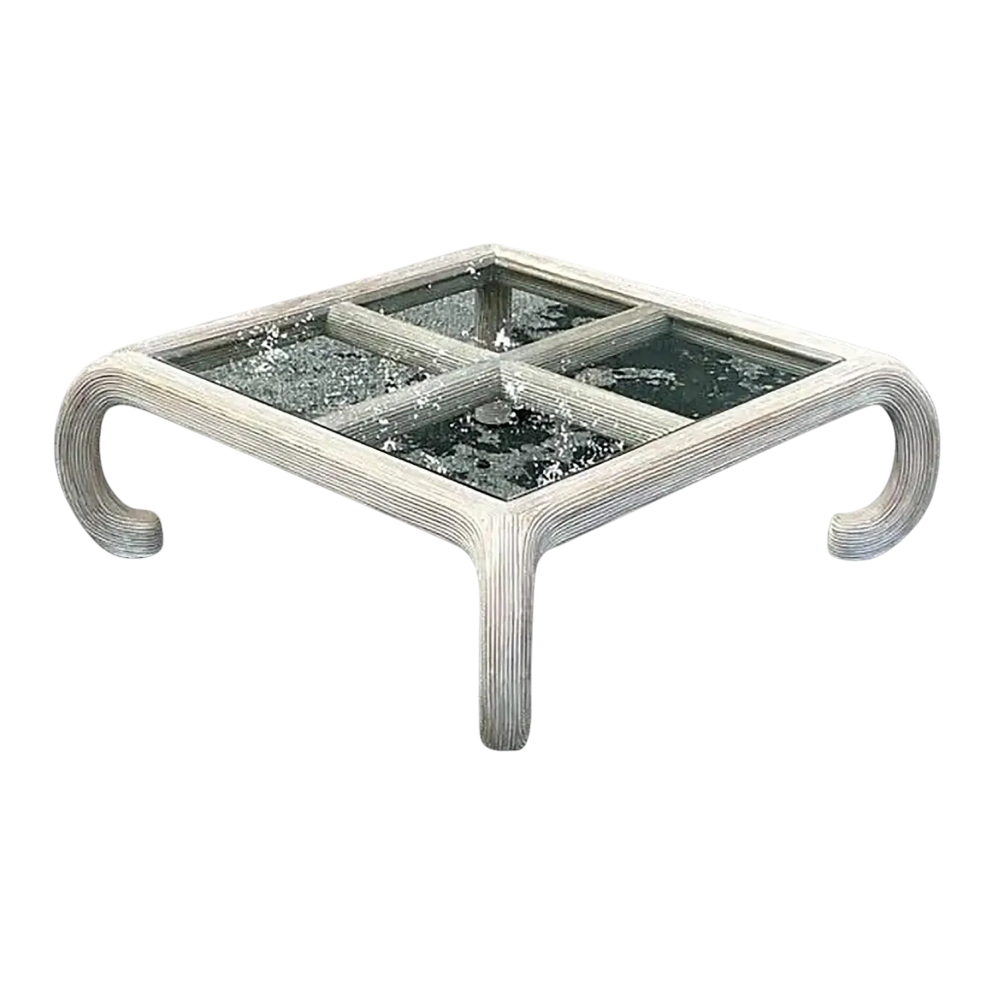 Vintage Coastal Washed Pencil Reed Coffee Table