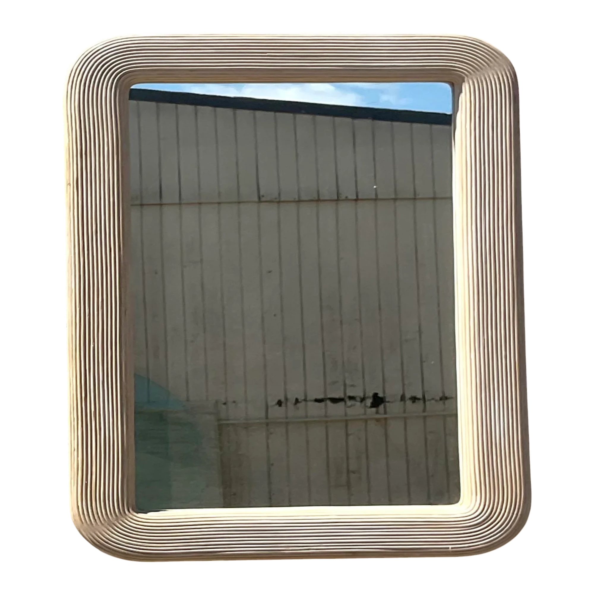 Vintage Coastal Washed Pencil Reed Mirror