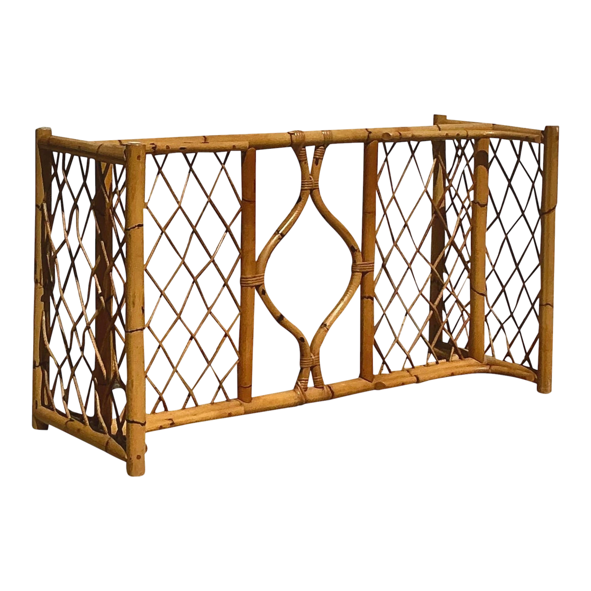 Vintage Coastal Woven Rattan Dining Table Pedestal