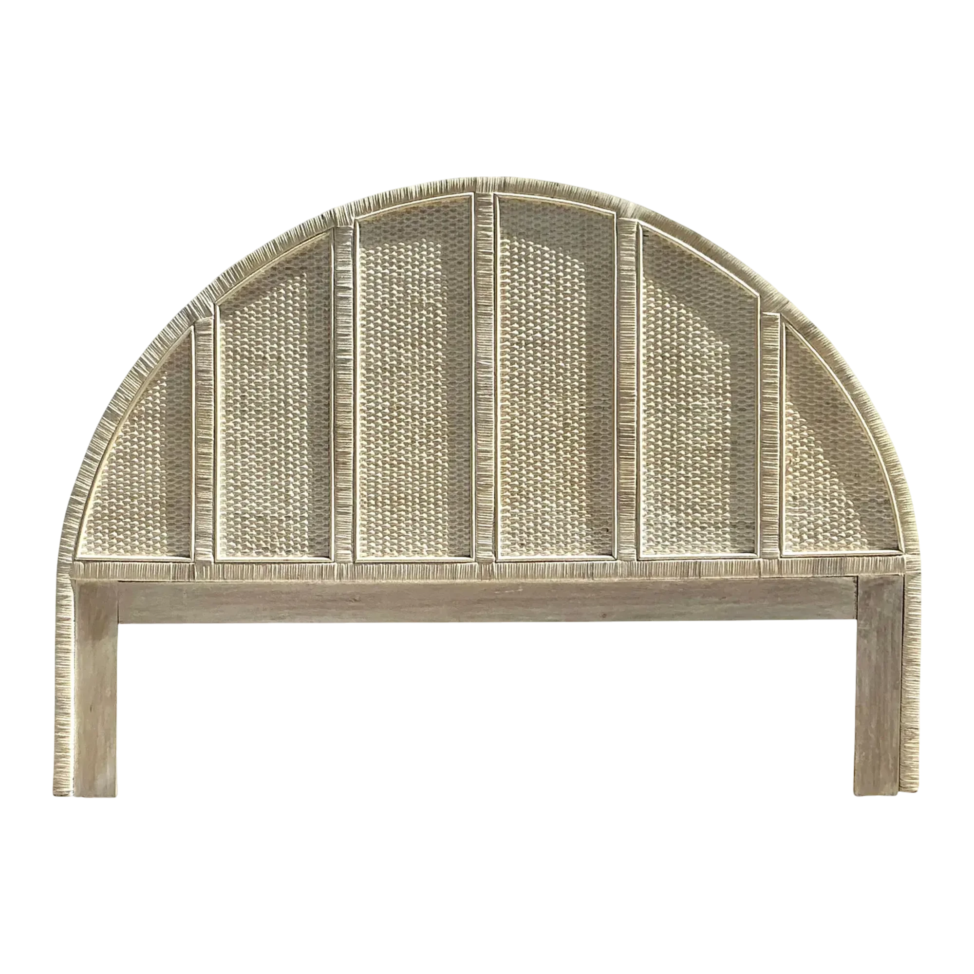 Vintage Coastal Wrapped Rattan Arched King Headboard