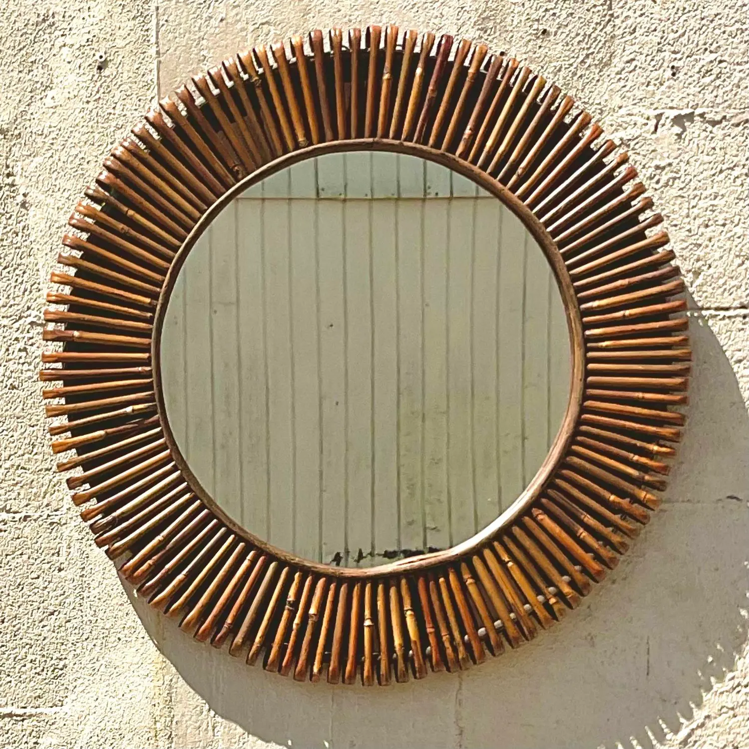 Vintage Coastal Wrapped Rattan Mirror