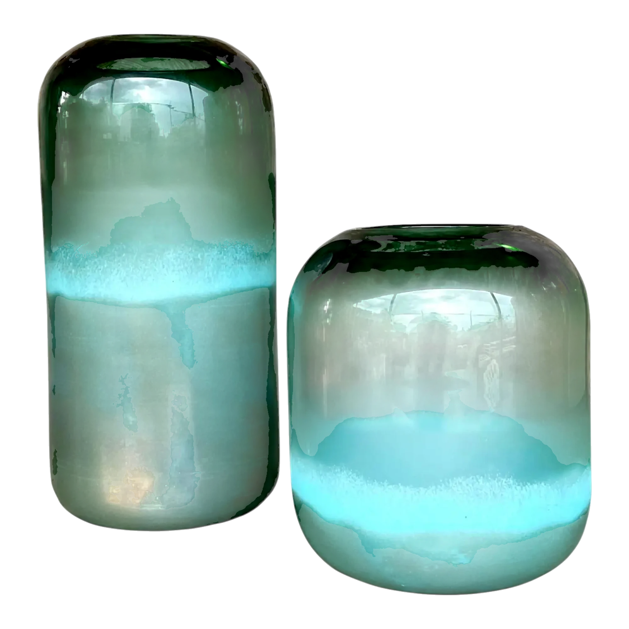Vintage Contemporary Art Glass Ombre Vases - Set of 2