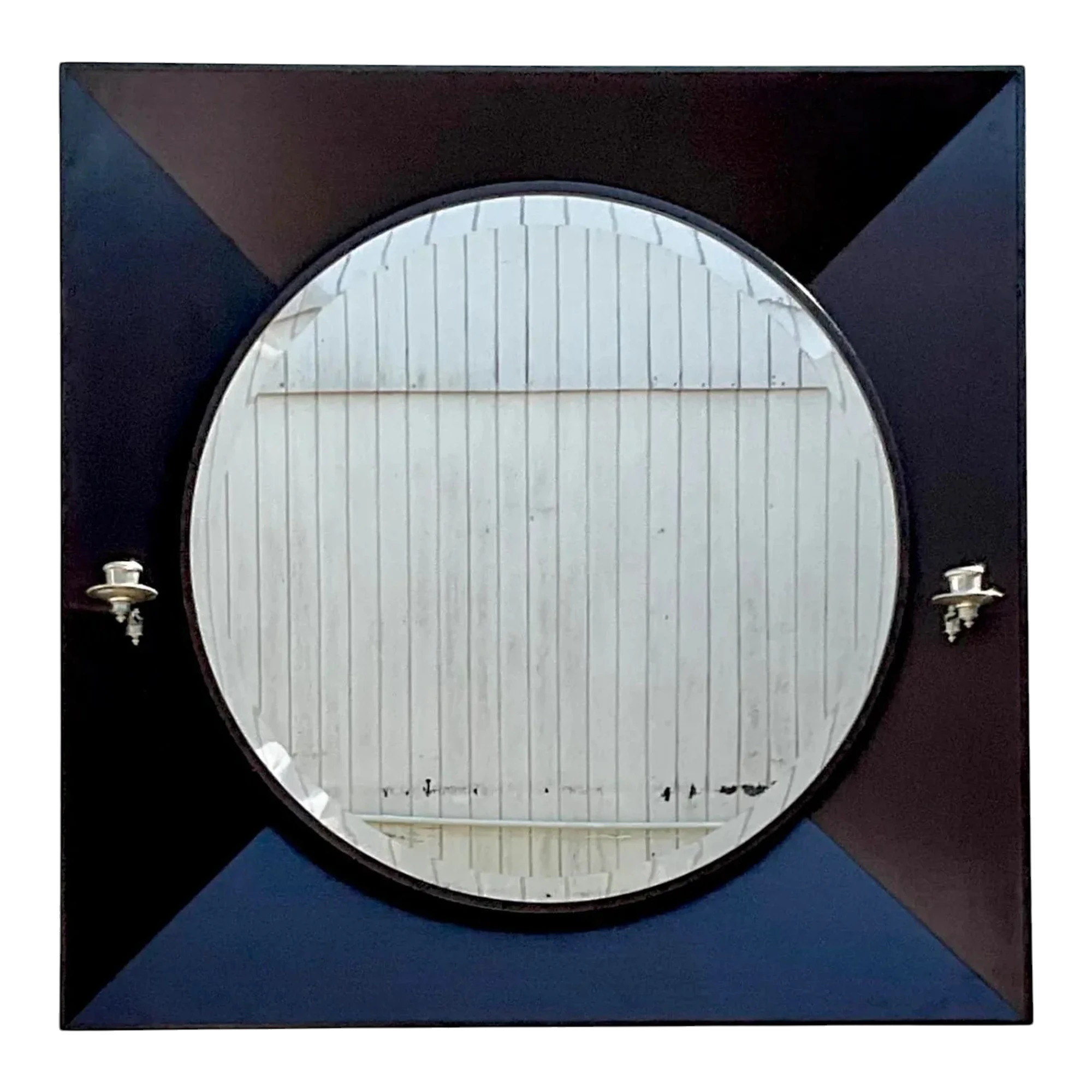 Vintage Contemporary Ebony Candlestick Mirror