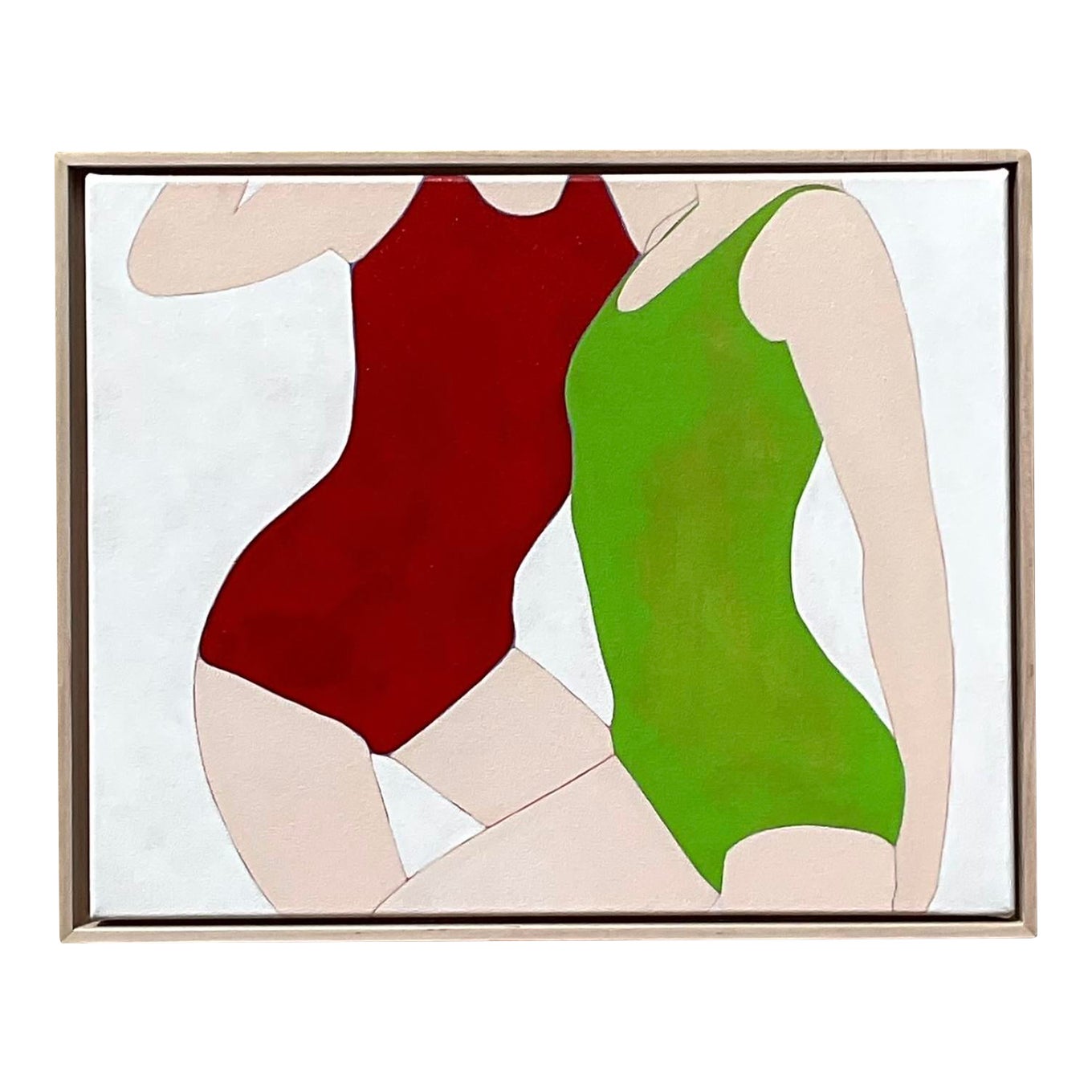Vintage Contemporary Original Op Art Acrylic Figurative on Canvas