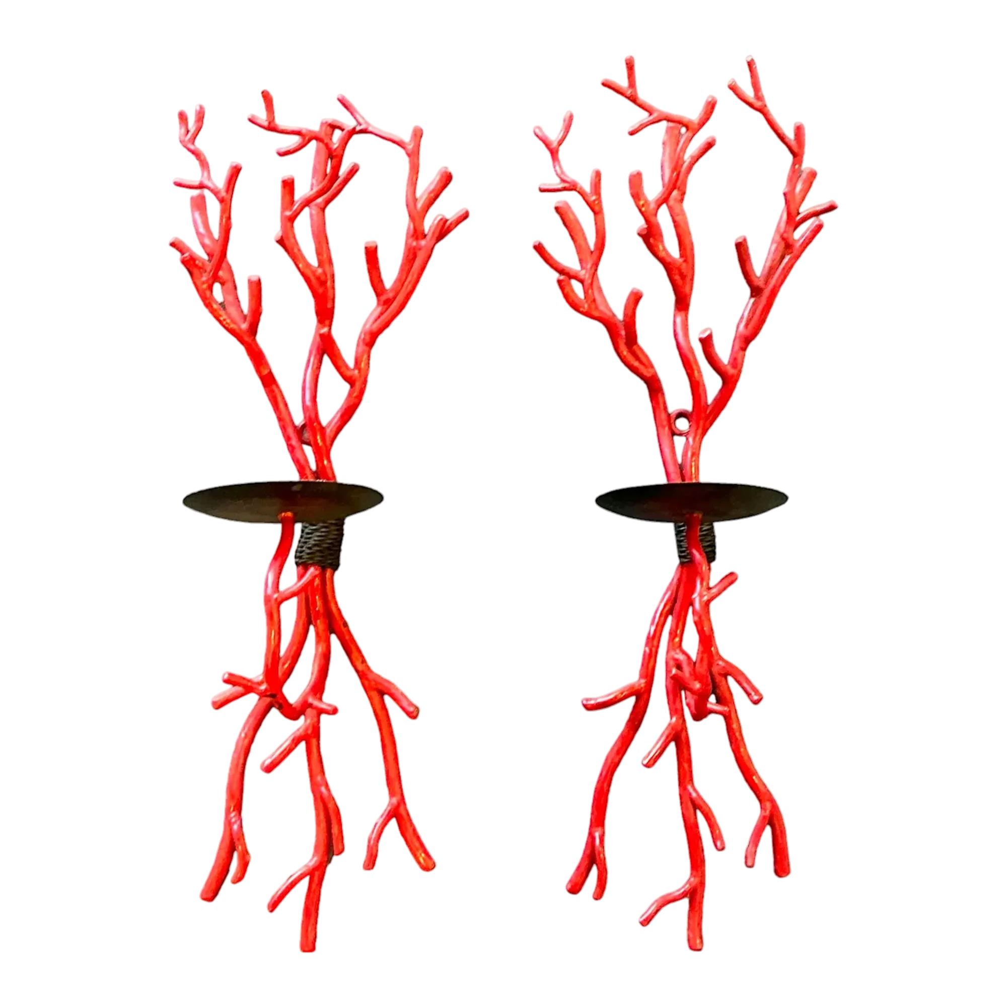 Vintage Coral Branch Wall Candle Sconces- A Pair