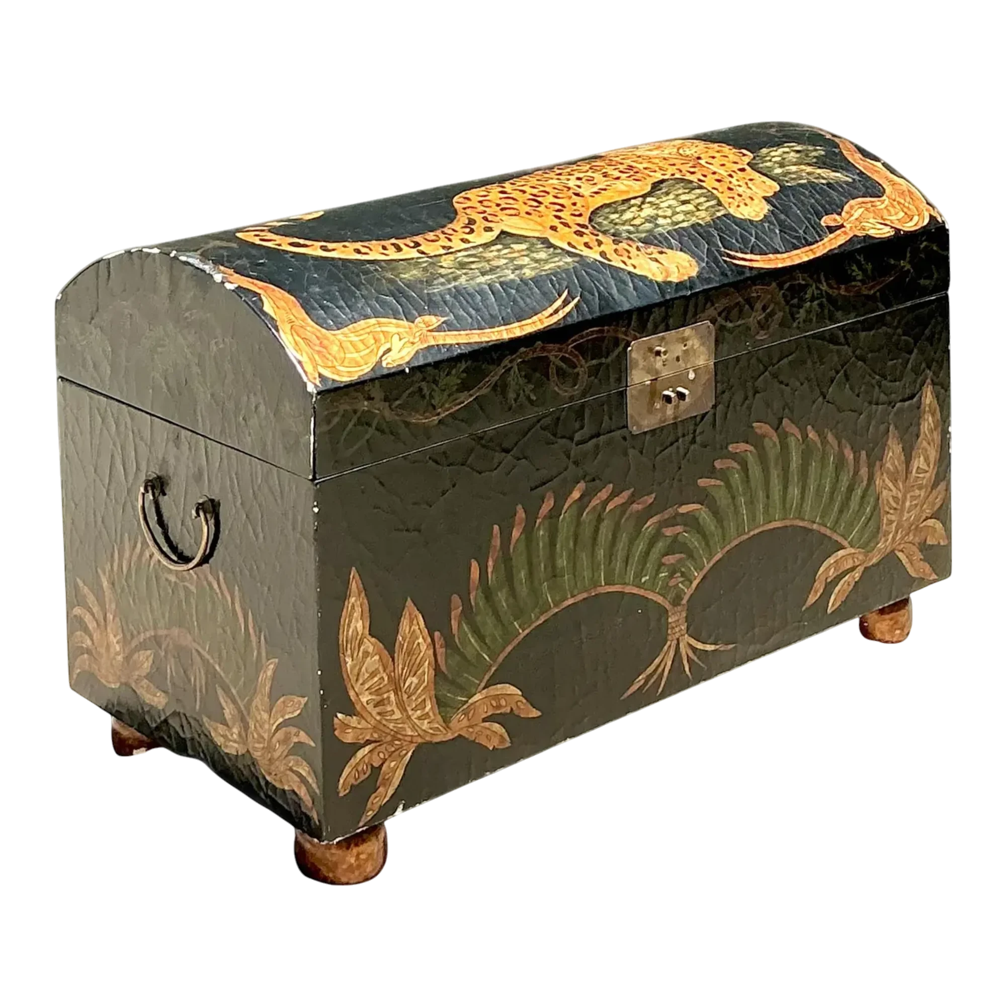 Vintage Crackle Finish Lounging Tiger Trunk — additional photo 1