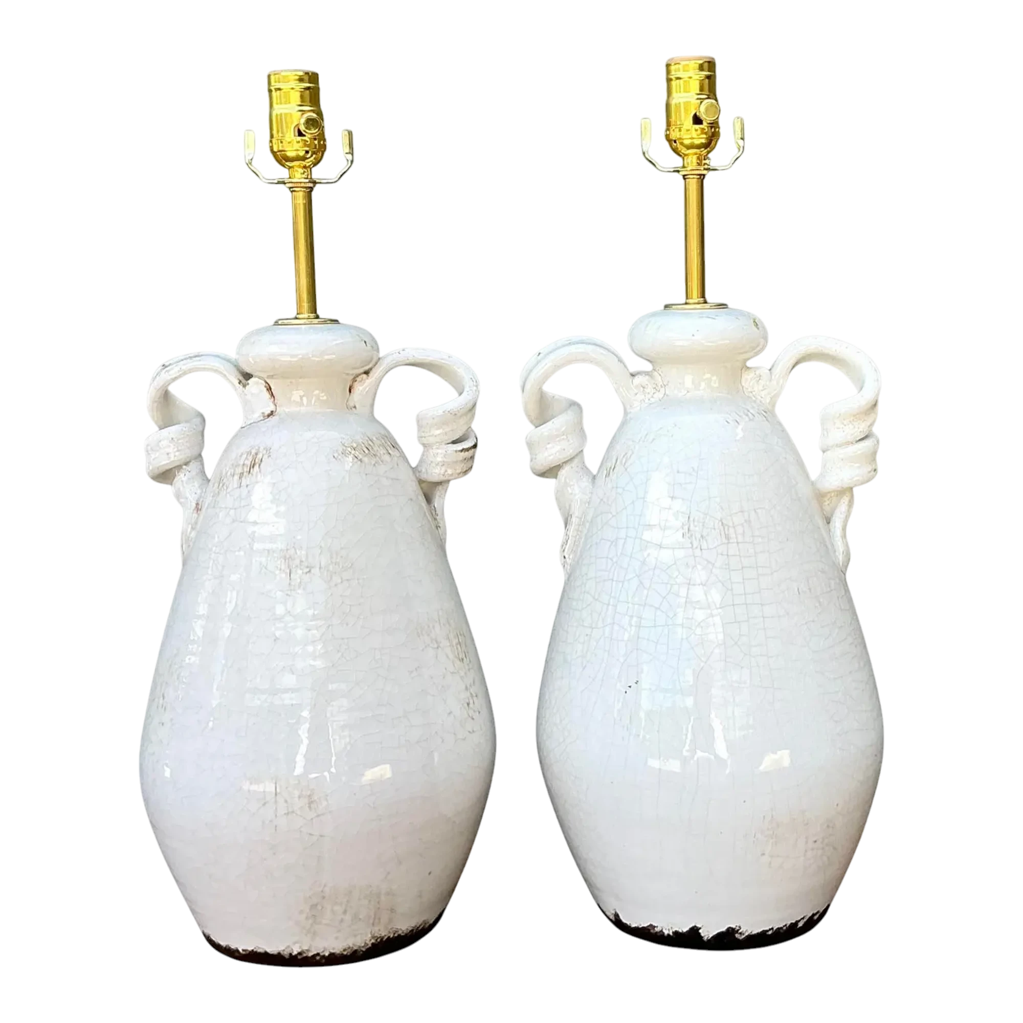 Vintage Crackle Glaze Ceramic Lamps - a Pair — additional photo 1