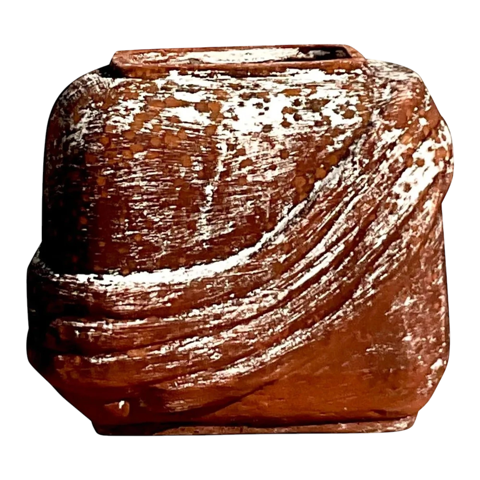 Vintage Cube Terracotta Planter With Curvy Ridges