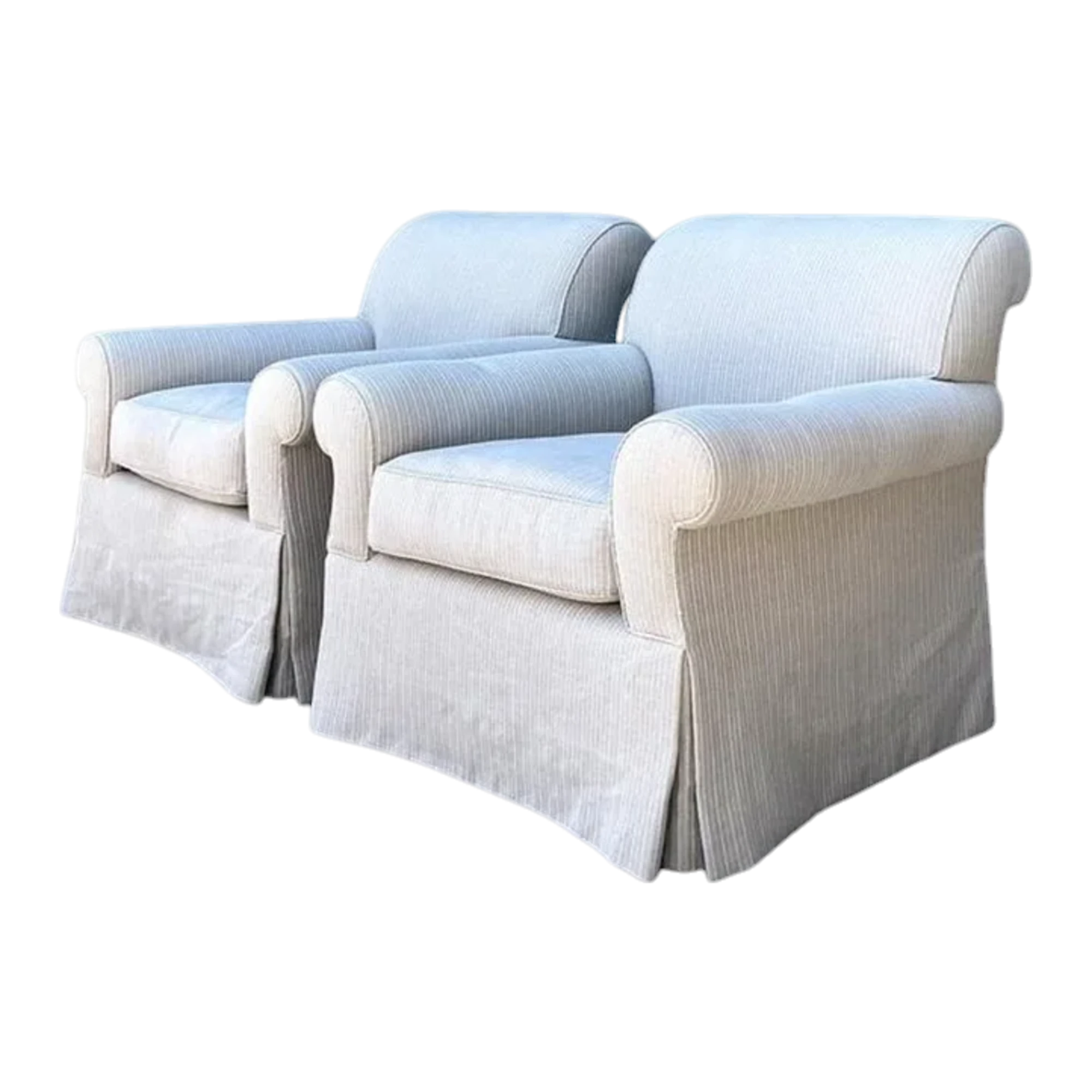 Vintage Custom Striped Lounge Chairs - A Pair