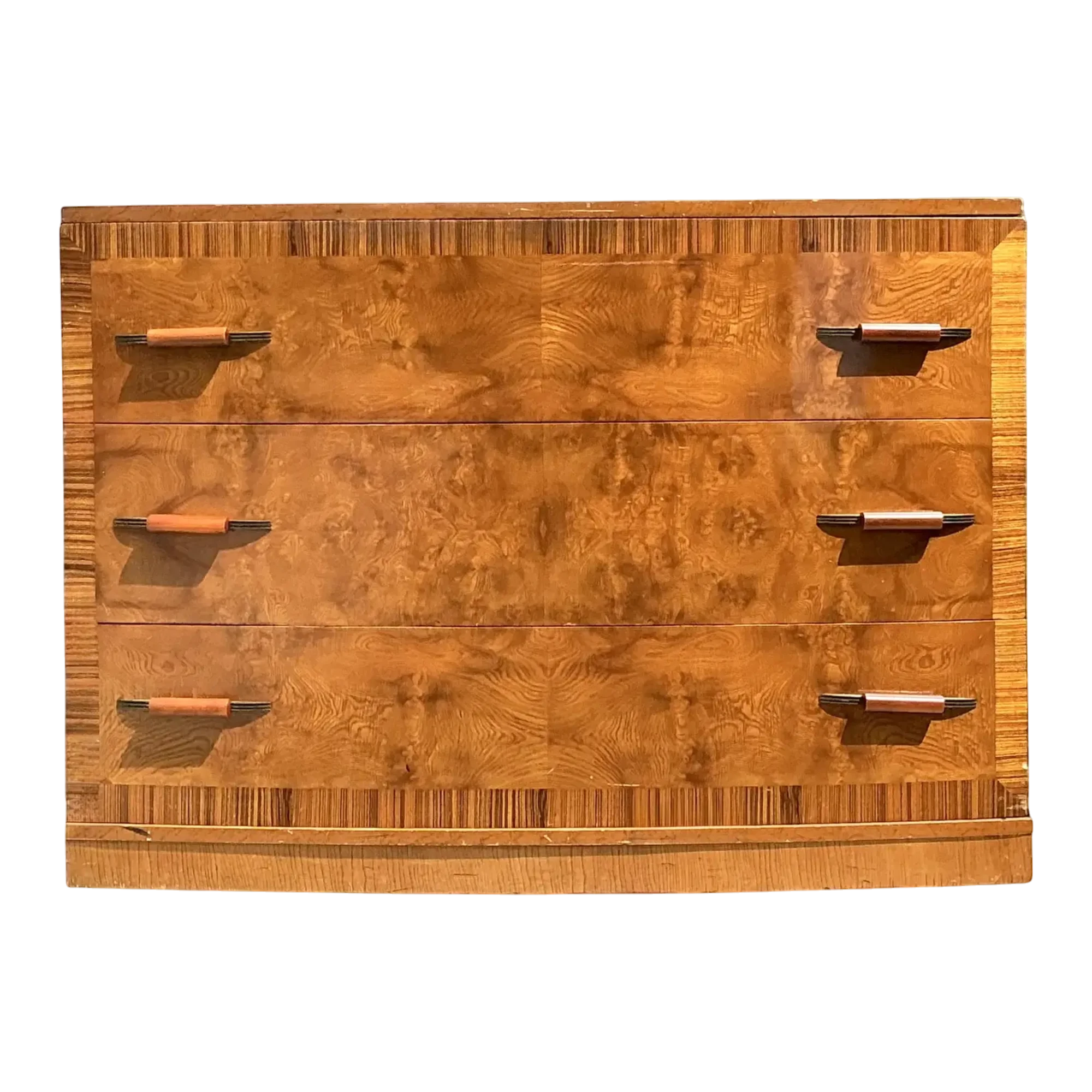Vintage Deco Burl Wood Chest of Drawers