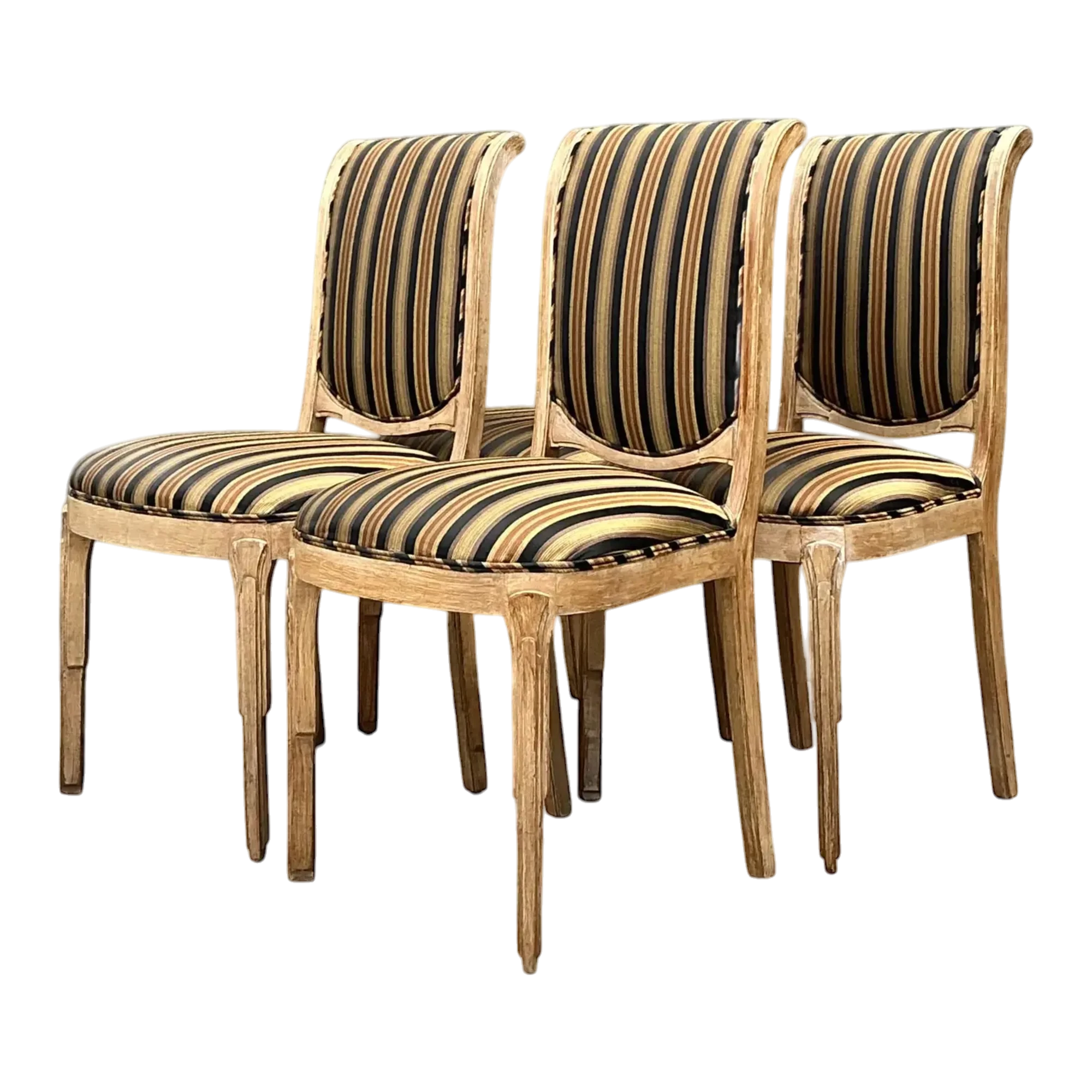 Vintage Deco Carved Dining Chairs - Set of 4