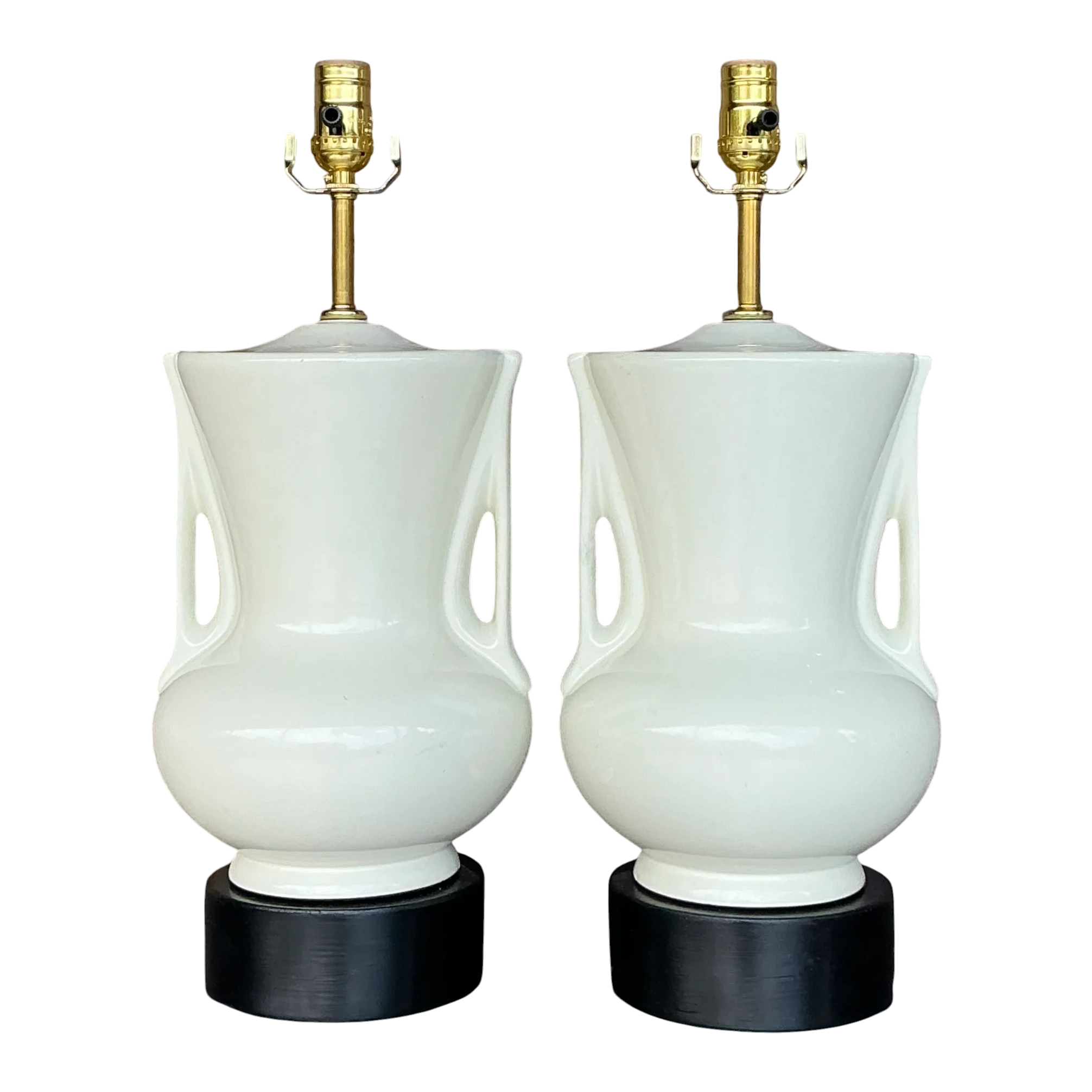 Vintage Deco Glazed Ceramic Lamps - a Pair