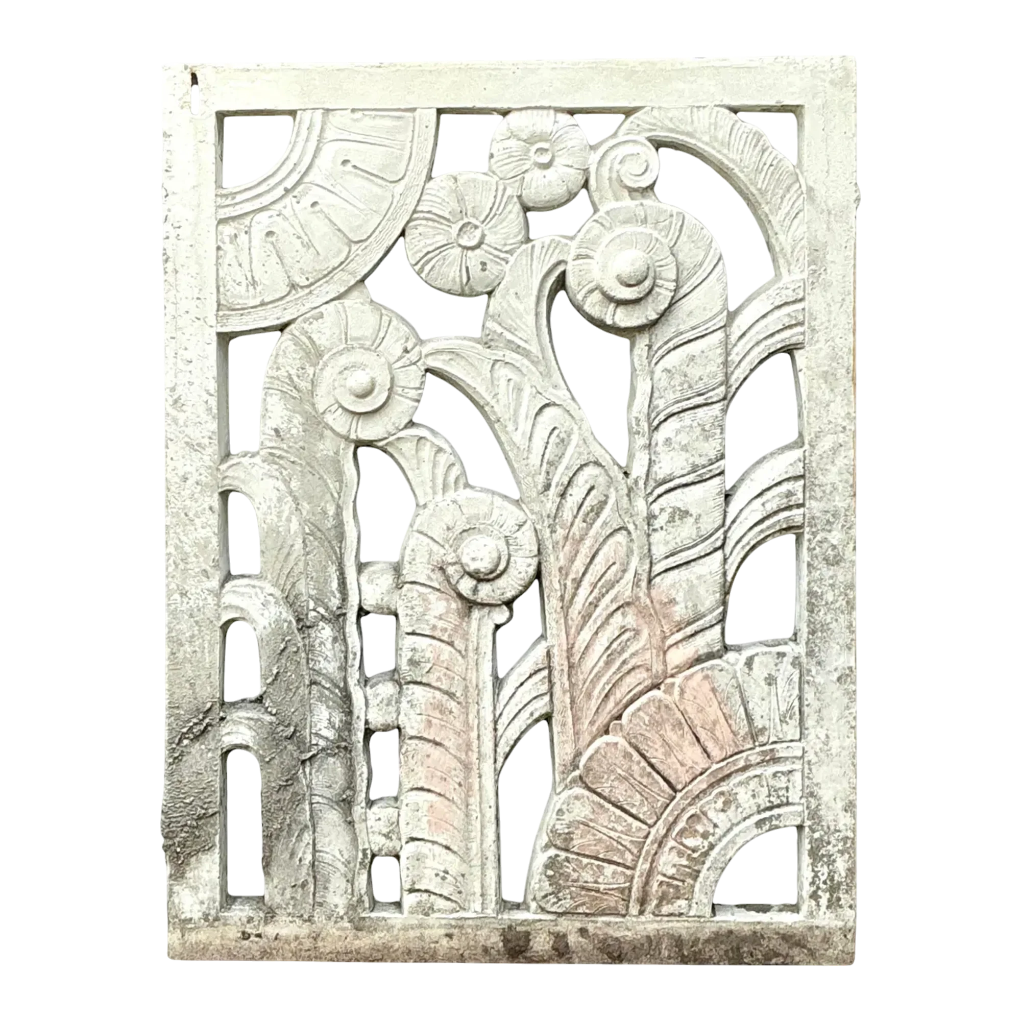 Vintage Deco Miami Beach Cast Concrete Panel