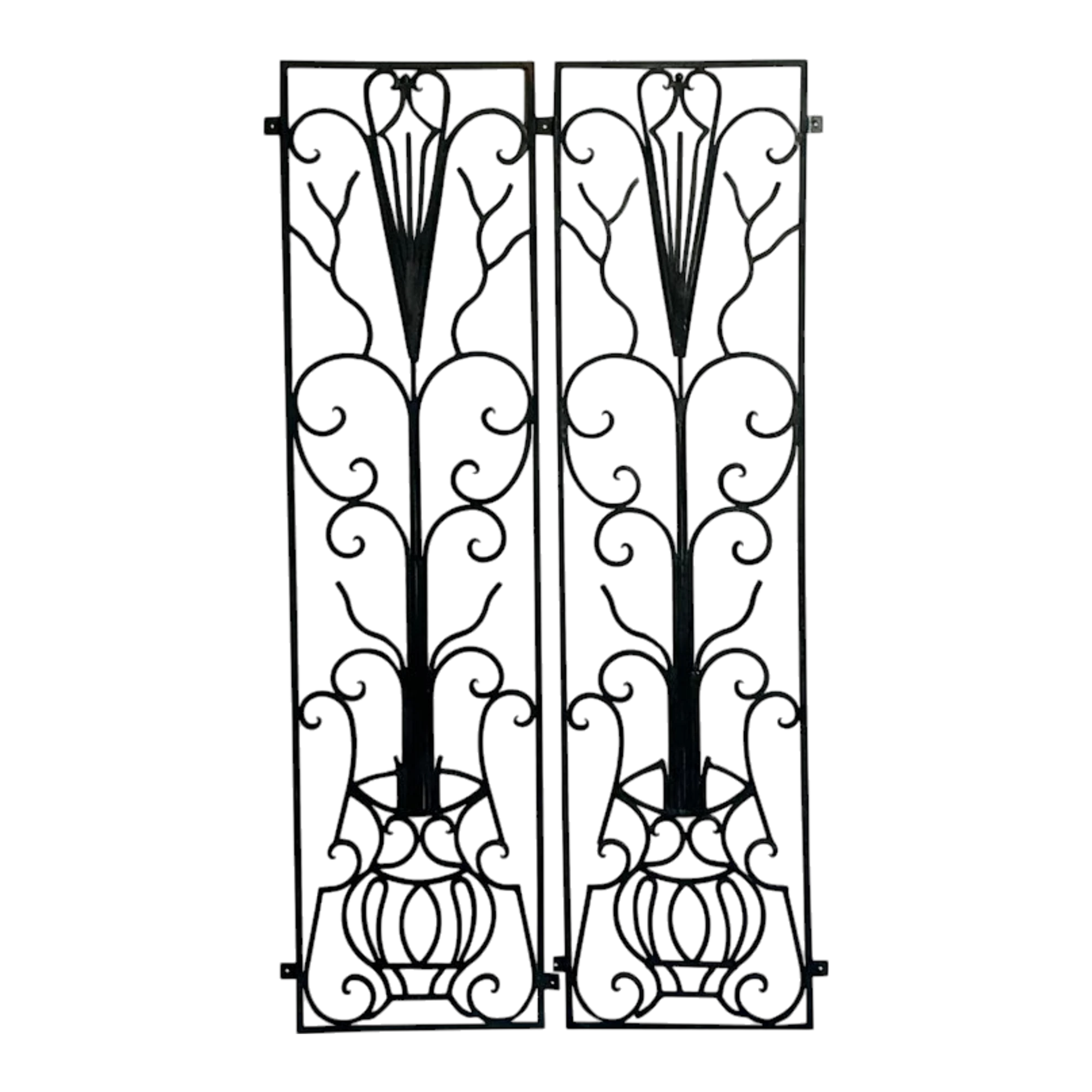 Vintage Deco Wrought Iron Panels - A Pair
