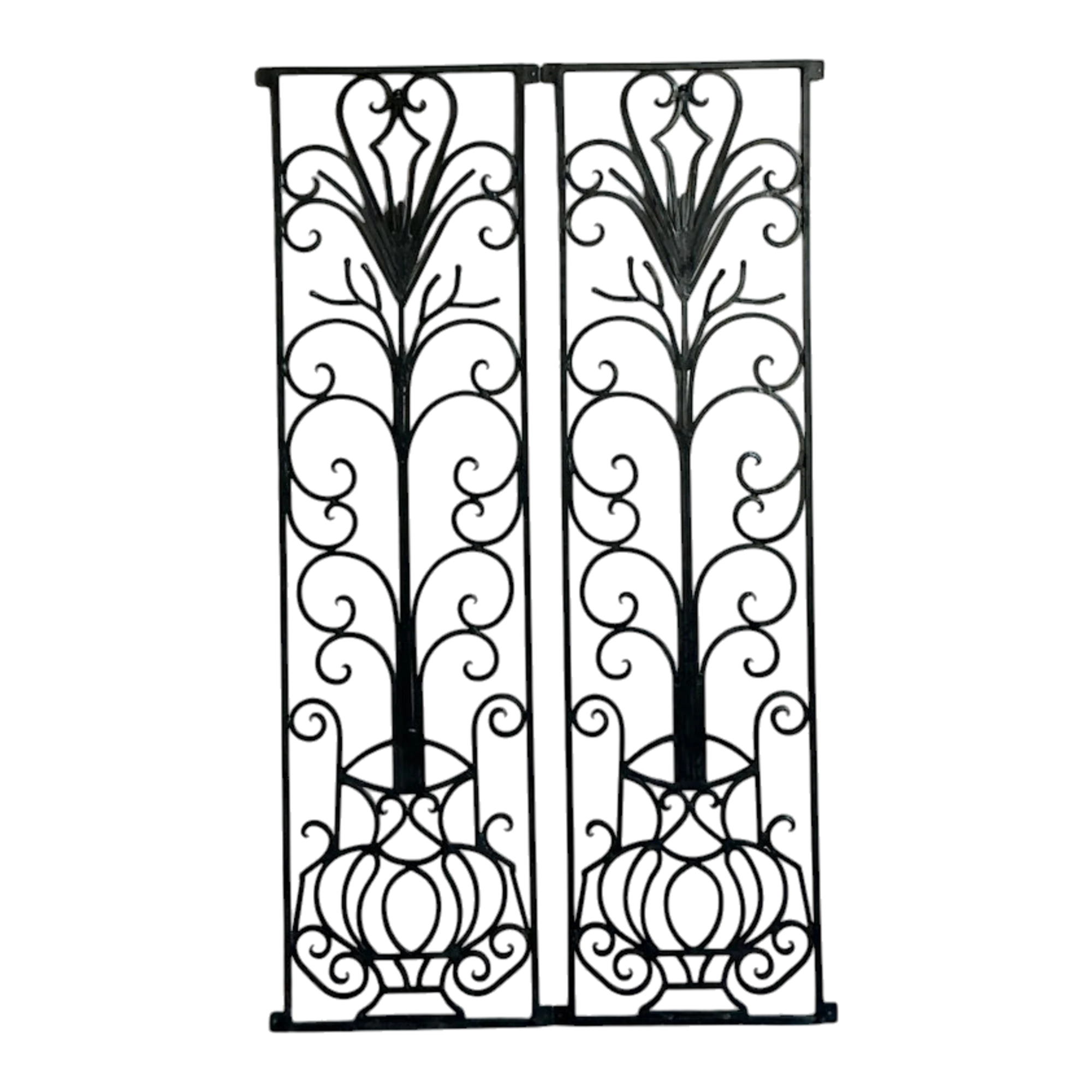 Vintage Deco Wrought Iron Panels - a Pair