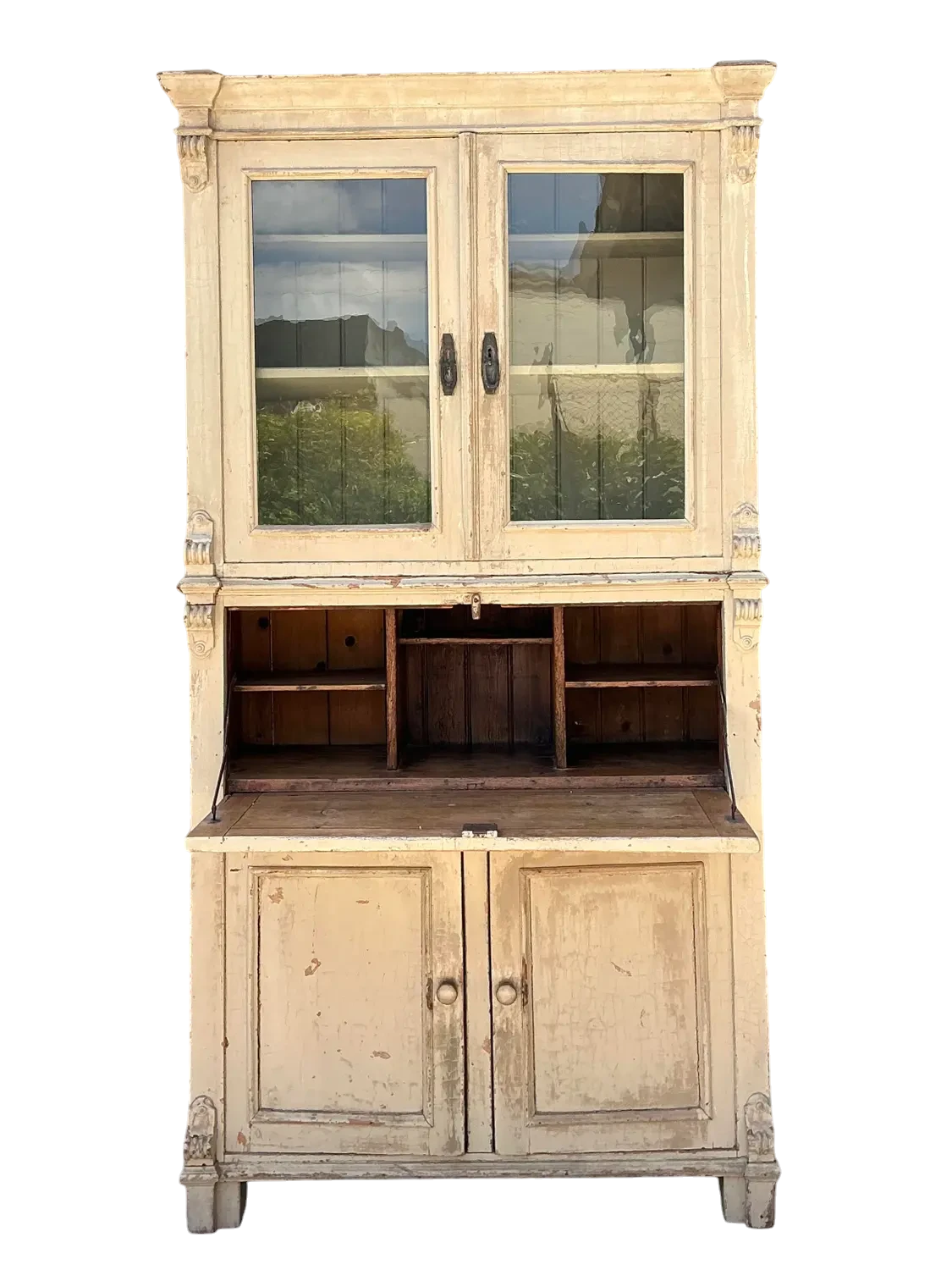 Vintage Distressed Drop Front Secretary Cabinet — additional photo 1