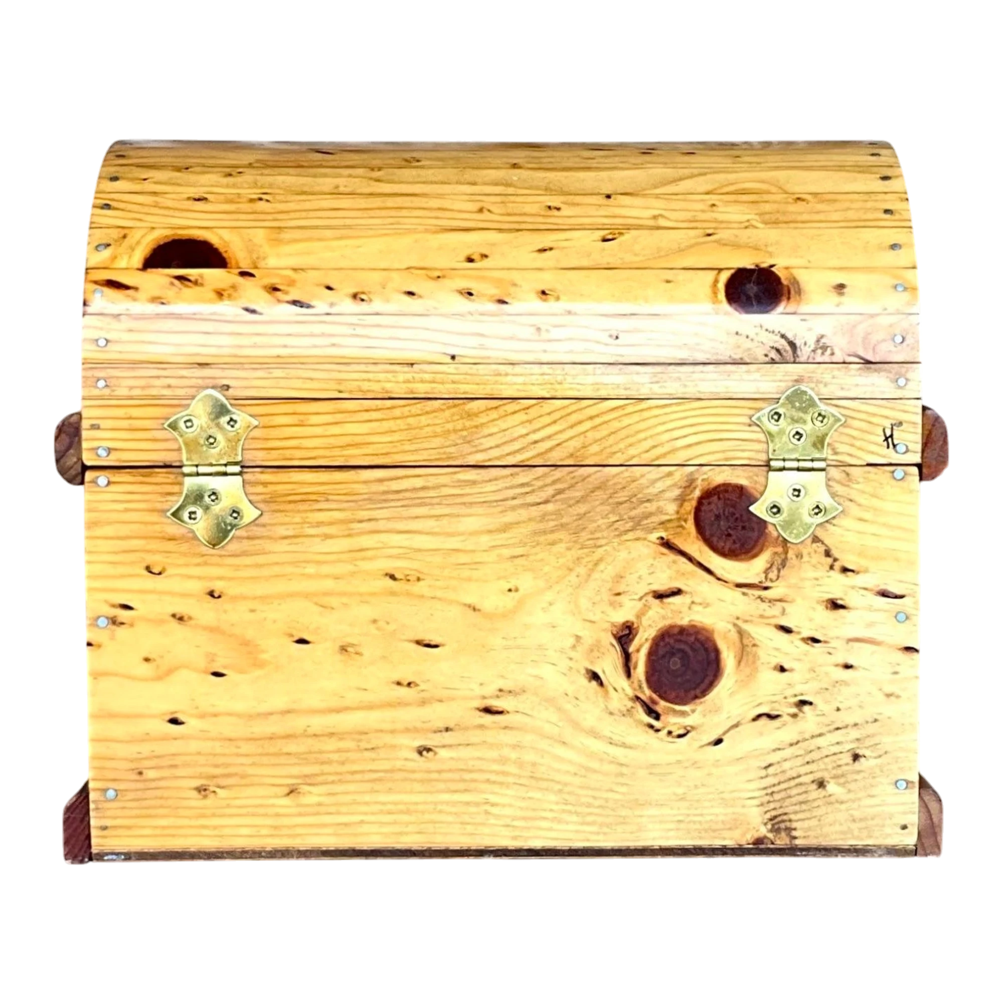 Vintage Domed Knotty Pine Storage Box
