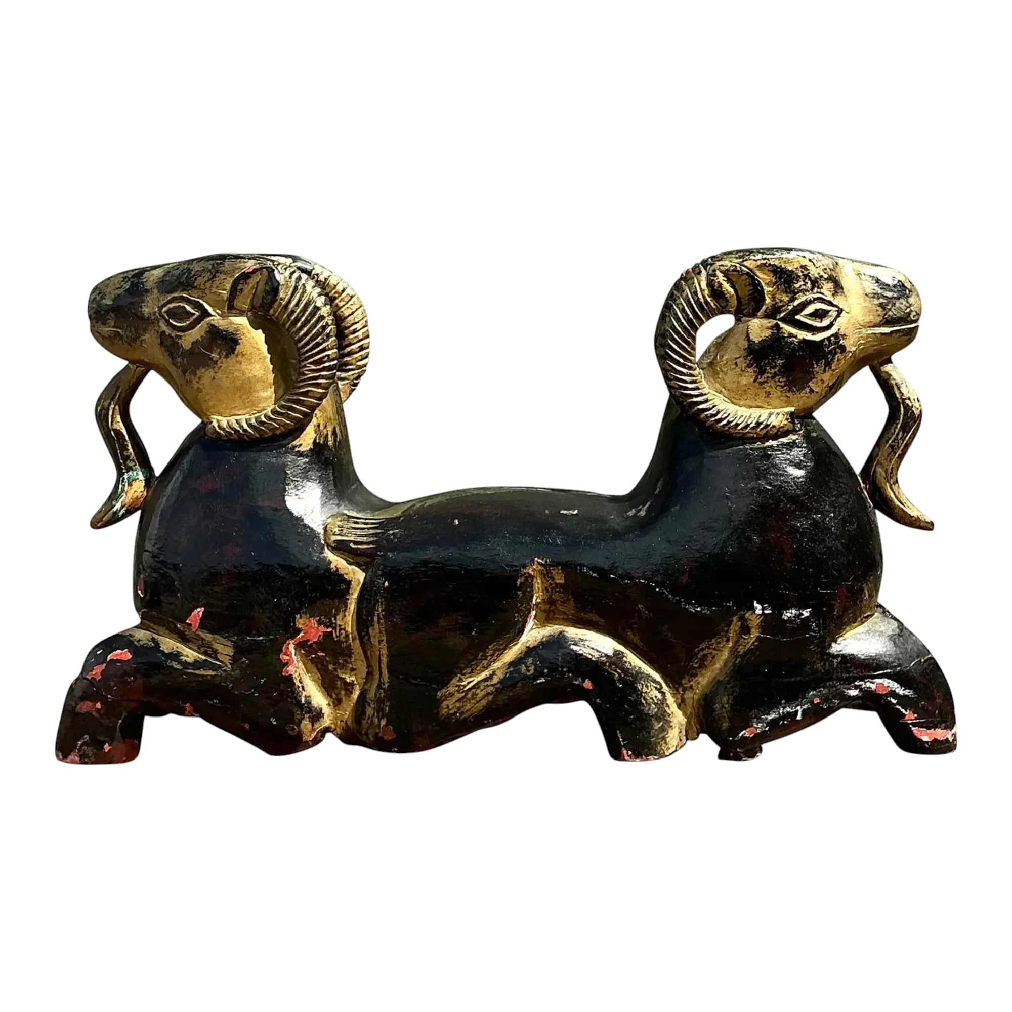 Vintage Egyptian Gilt Tipped Rams Head Sculpture
