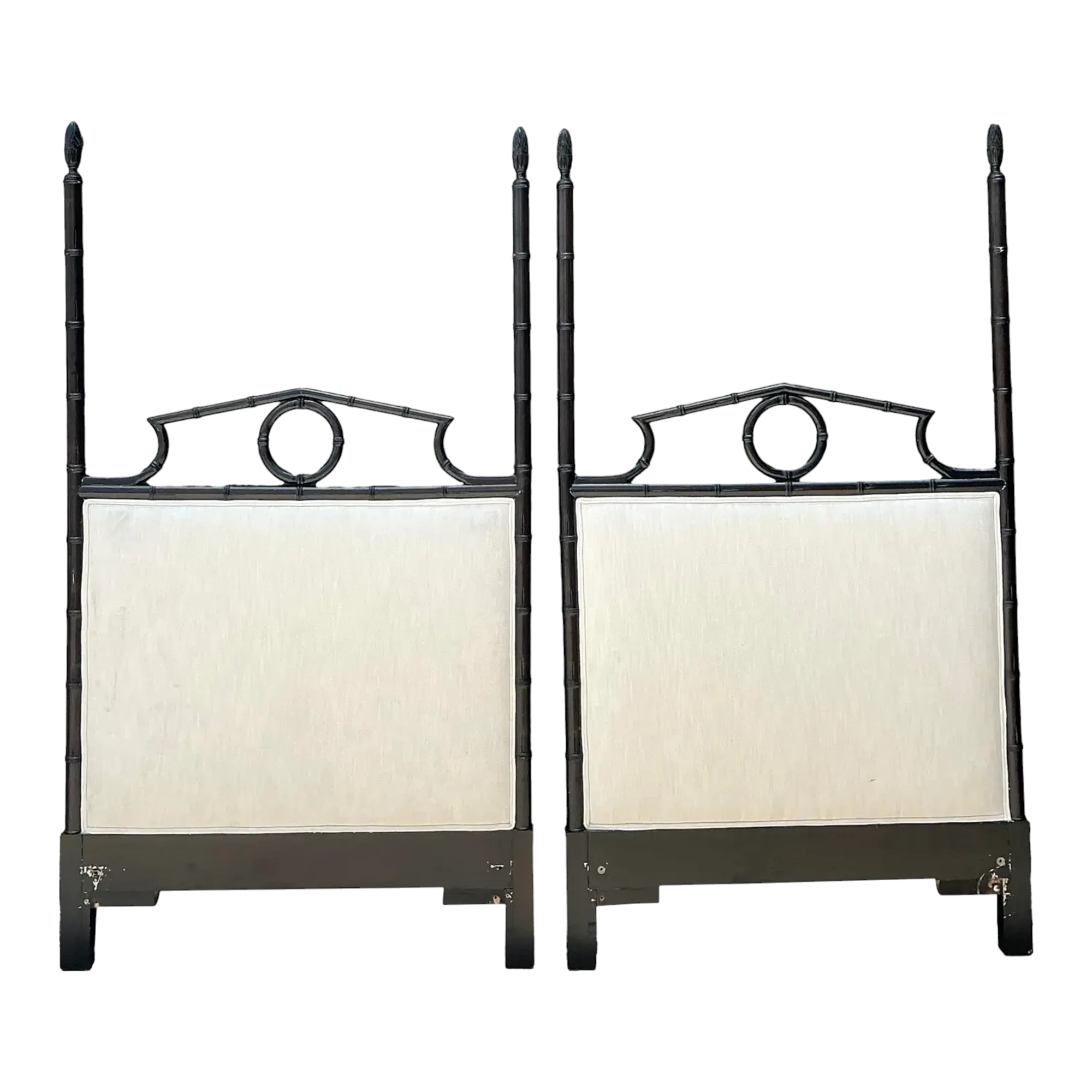 Vintage Faux Bamboo Pediment Twin Headboards - A Pair — additional photo 1