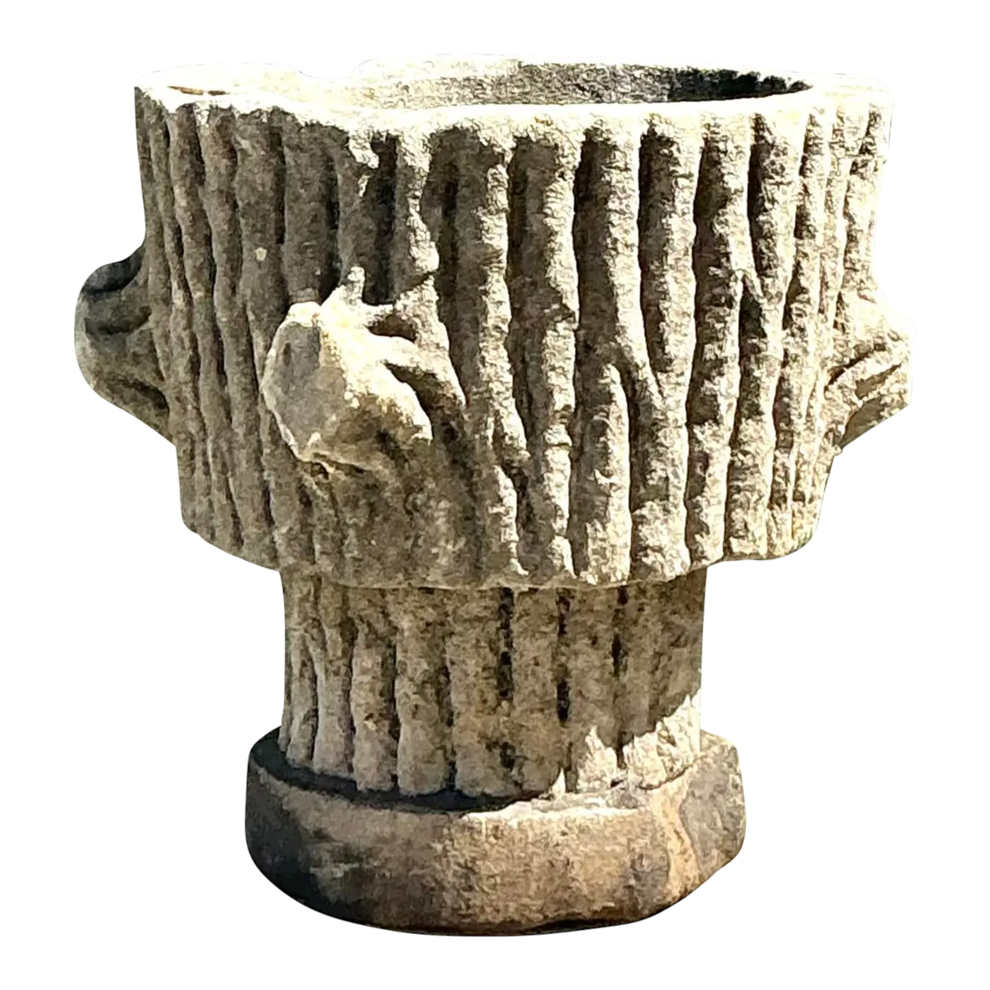 Vintage Faux Bois Cast Concrete Trunk Planter