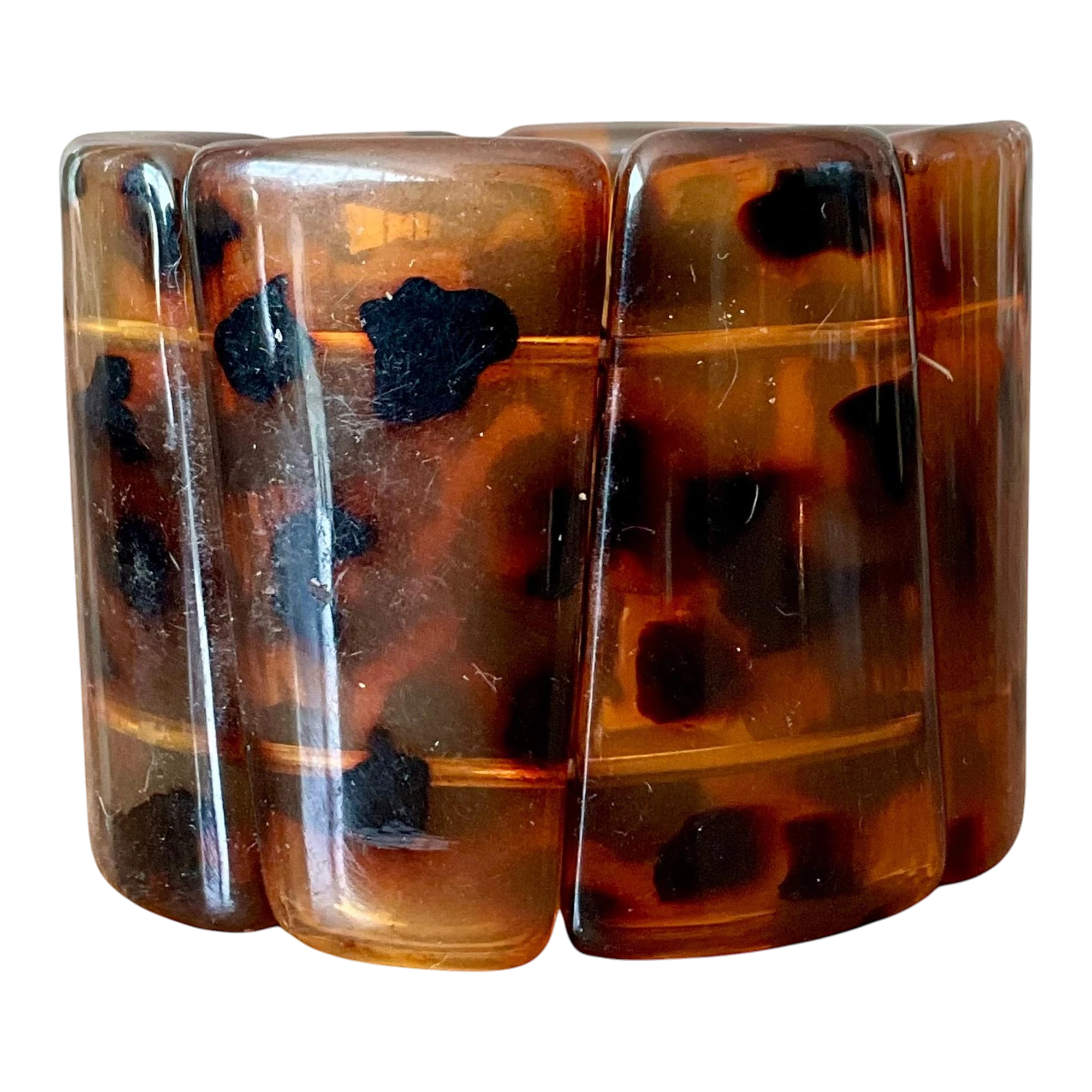 Vintage Faux Tortoise Bakelite Stretch Bracelet — additional photo 1