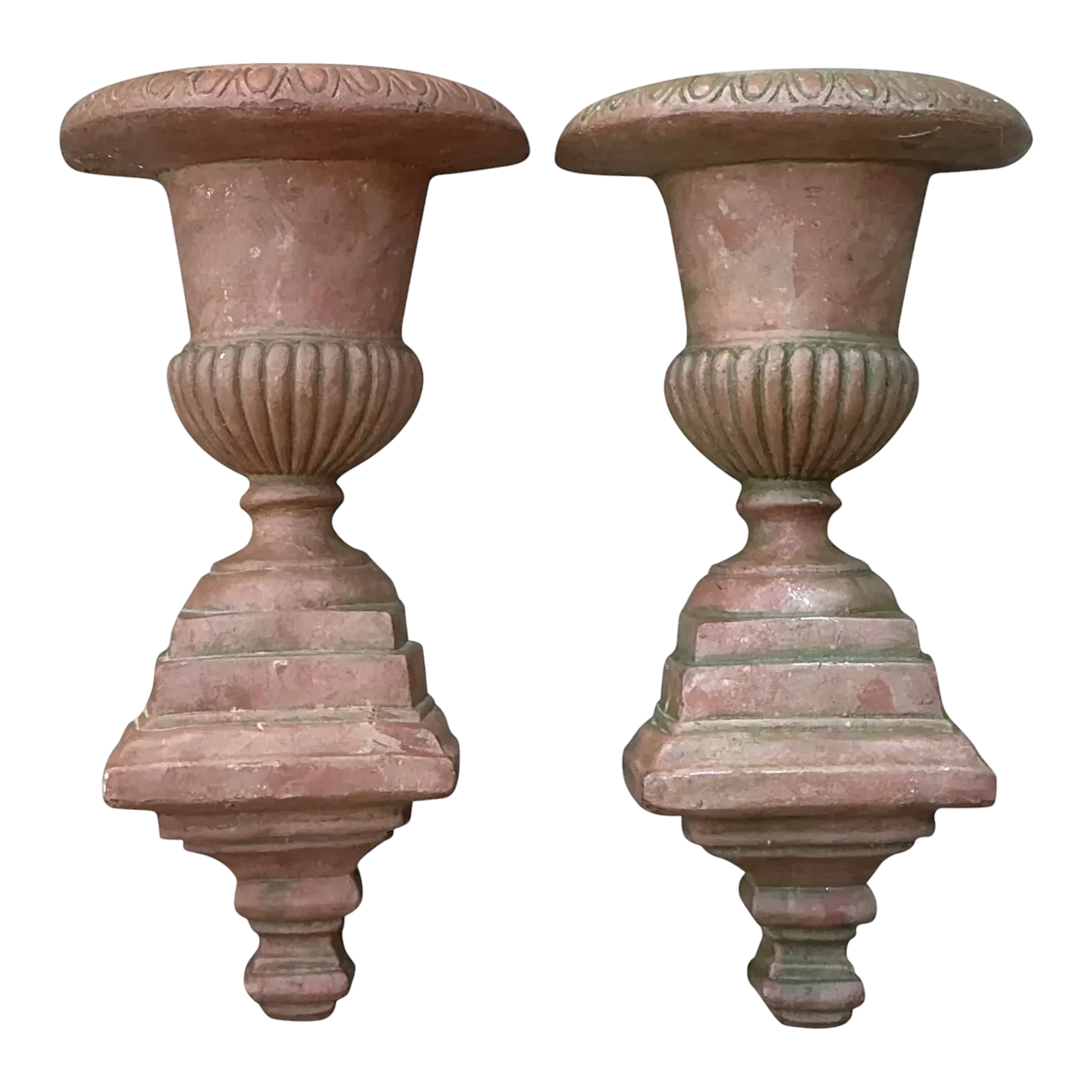 Vintage Fluted Urn Wall Pockets - A Pair