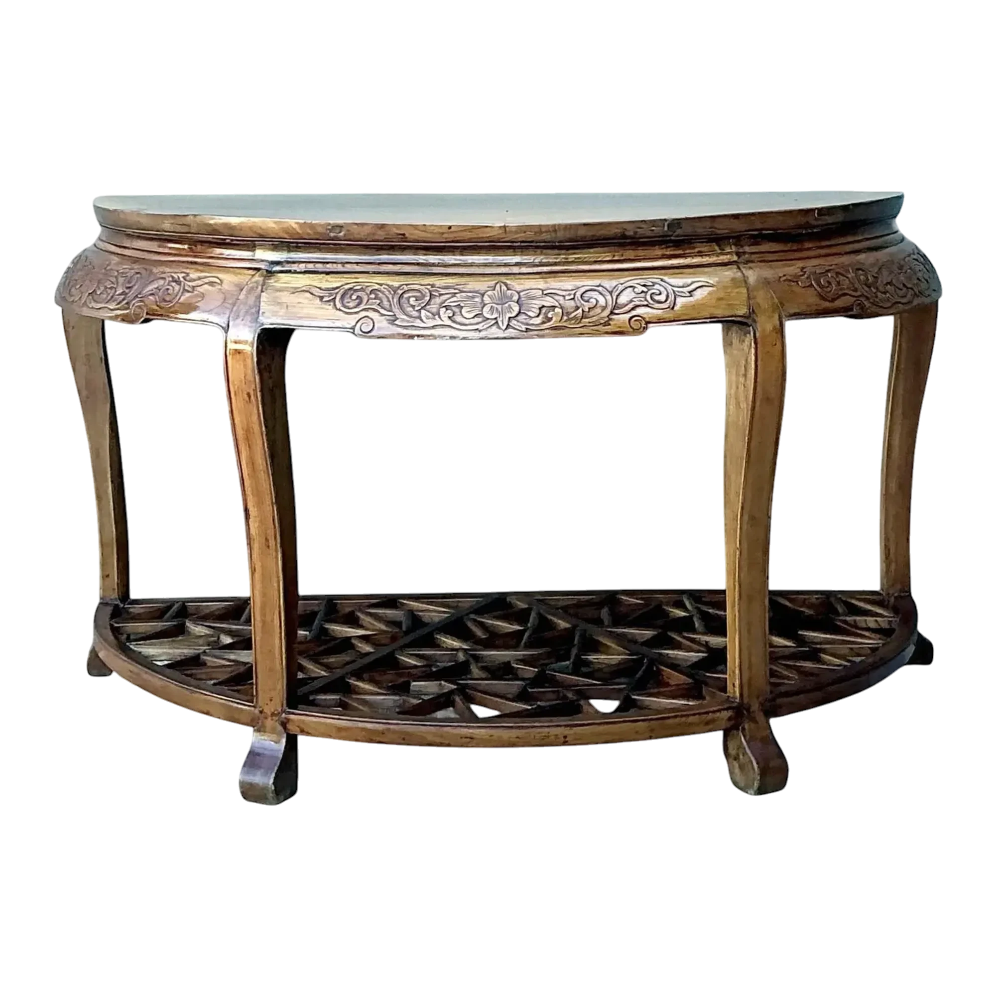 Vintage Fretwork Demilune Console Table — additional photo 1