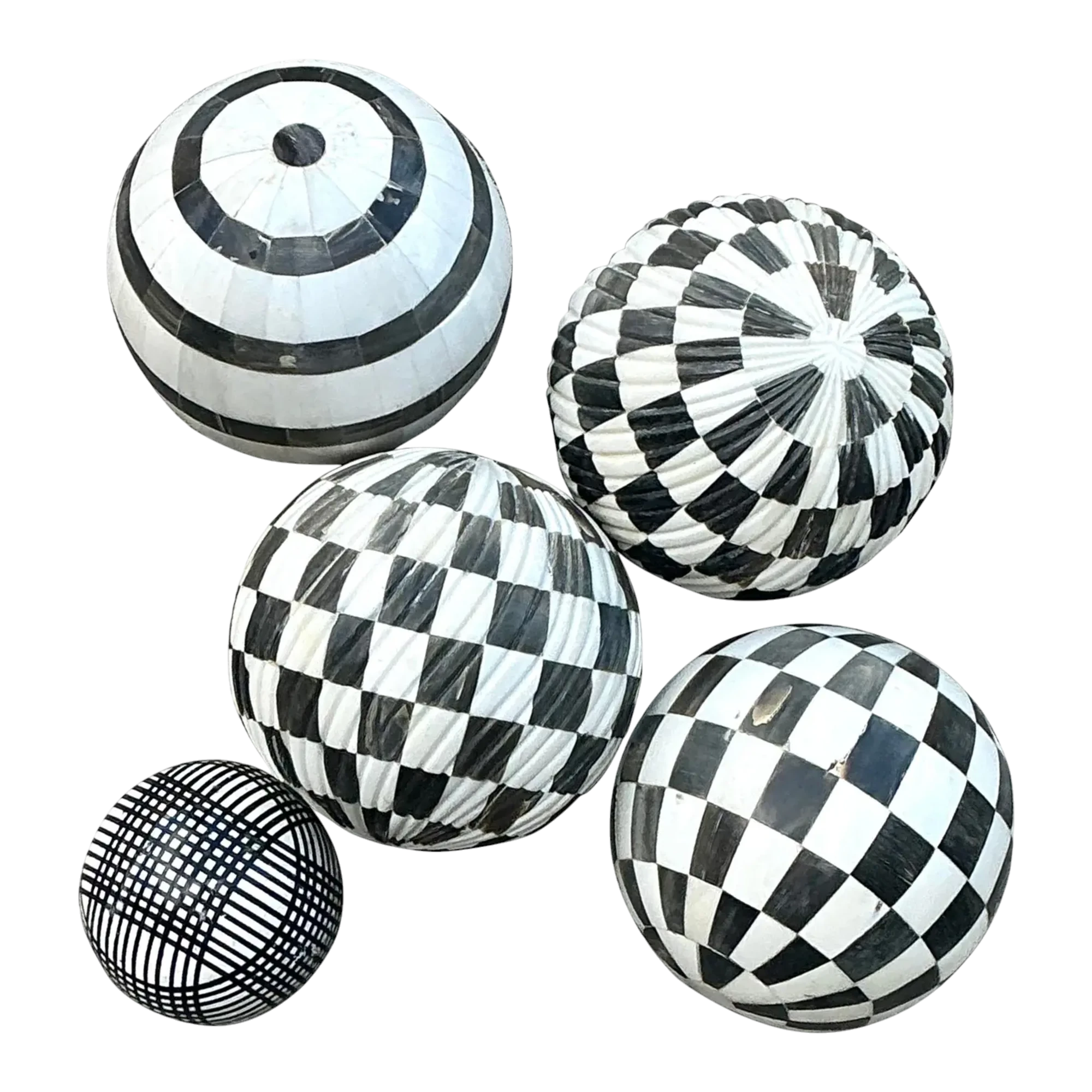 Vintage Geometric Assorted Spheres - Set of 6