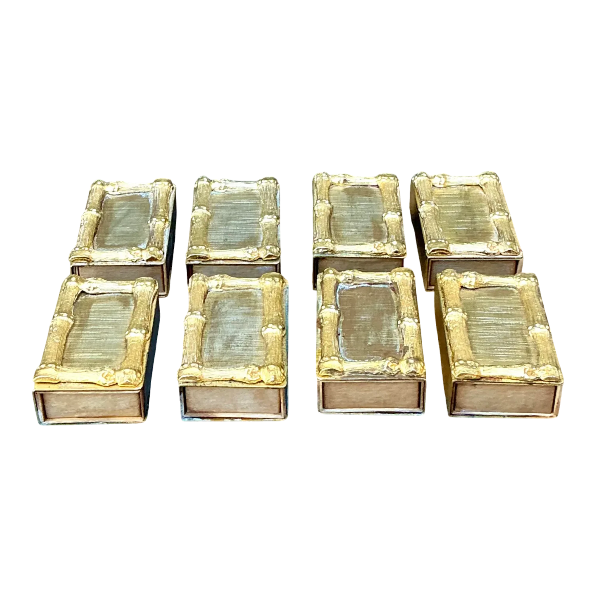 Vintage Gilt Bamboo Table Setting Personal Match Strikes - Set of 8
