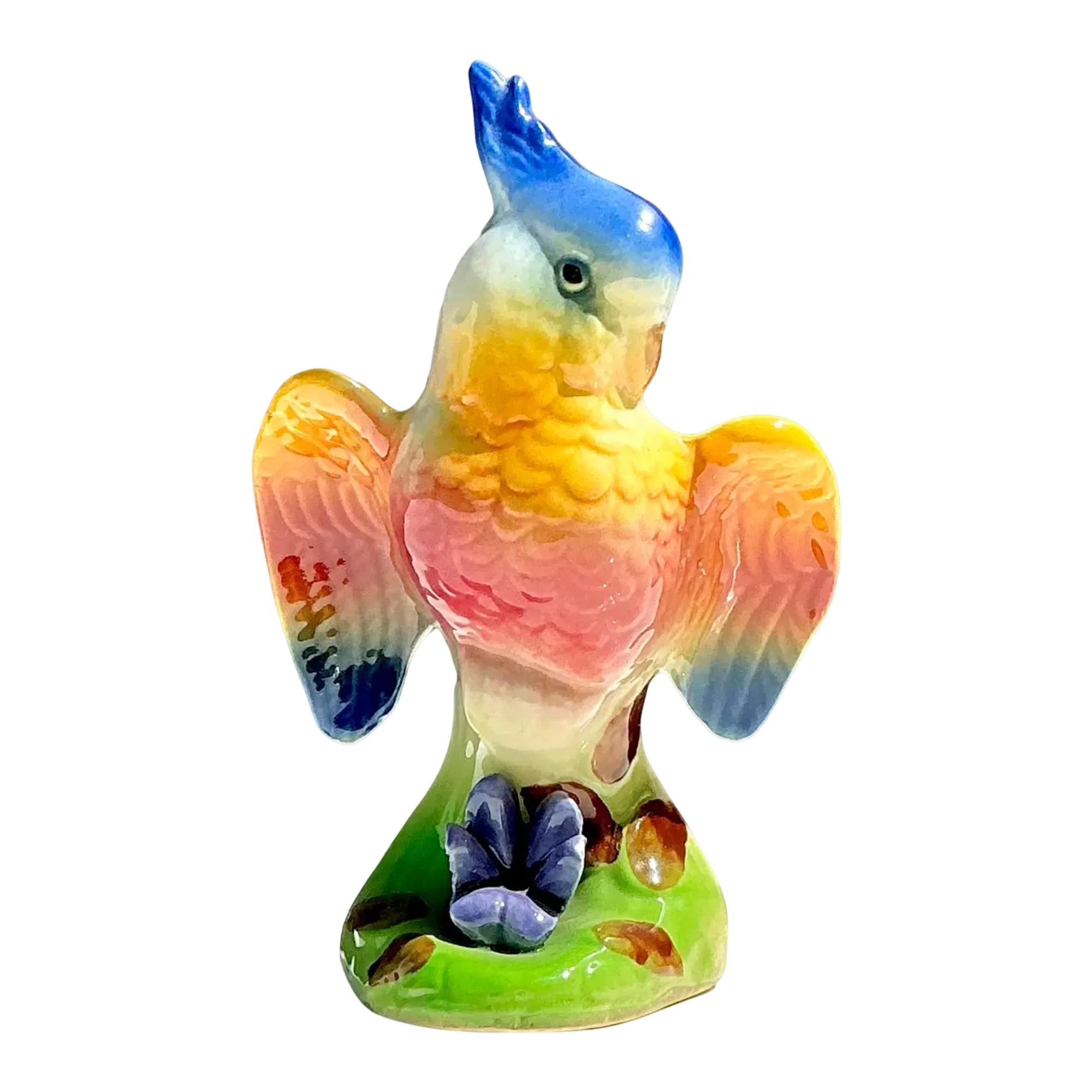 Vintage Glazed Ceramic Cockatoo