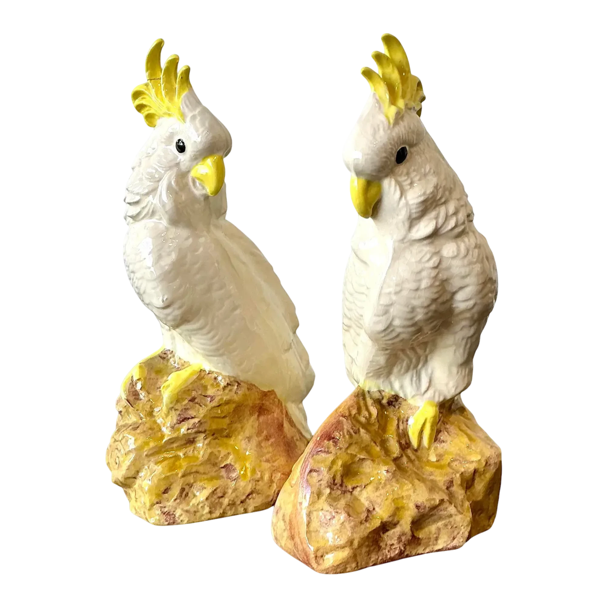 Vintage Glazed Ceramic Cockatoos - A Pair — additional photo 1