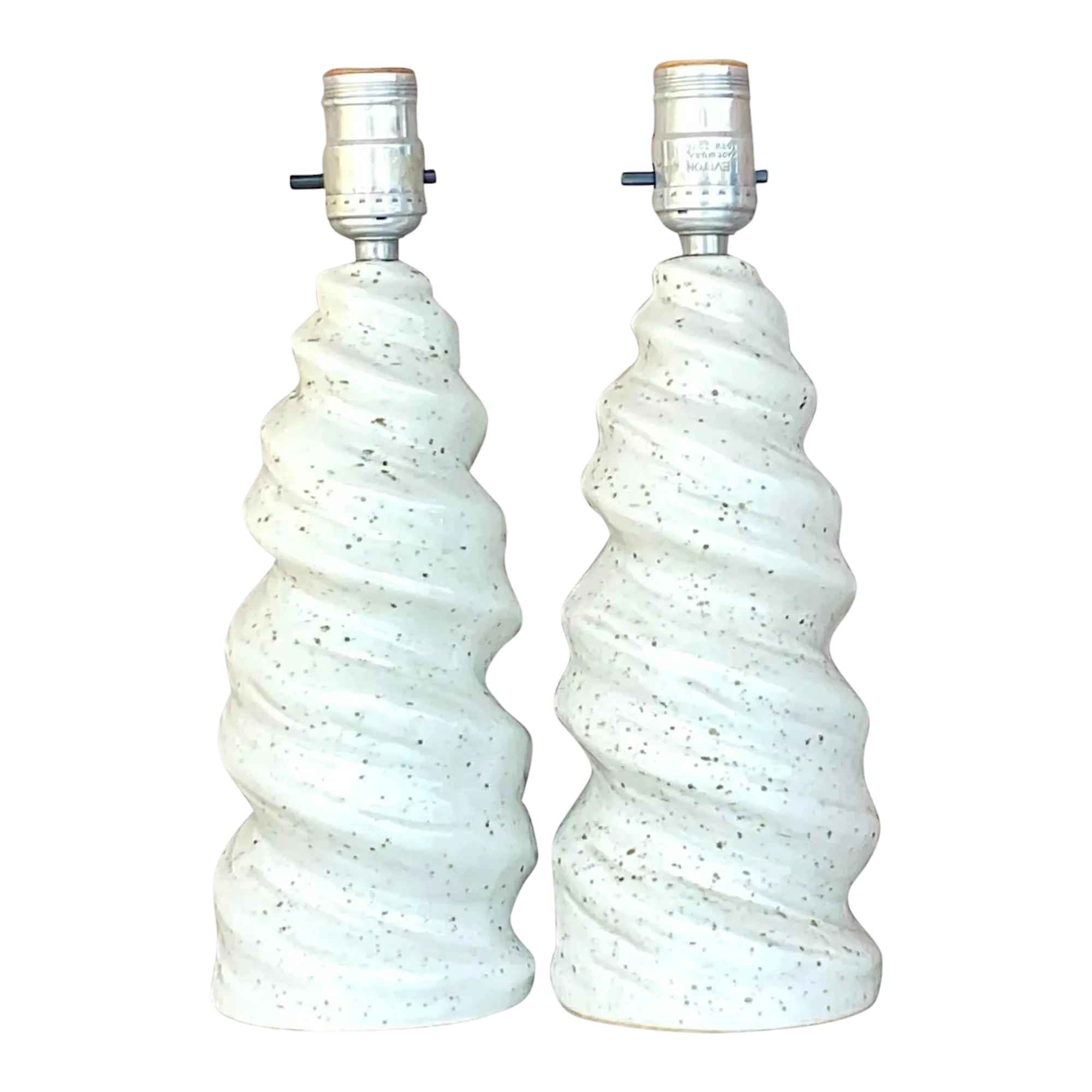 Vintage Glazed Ceramic Twist Table Lamps - a Pair