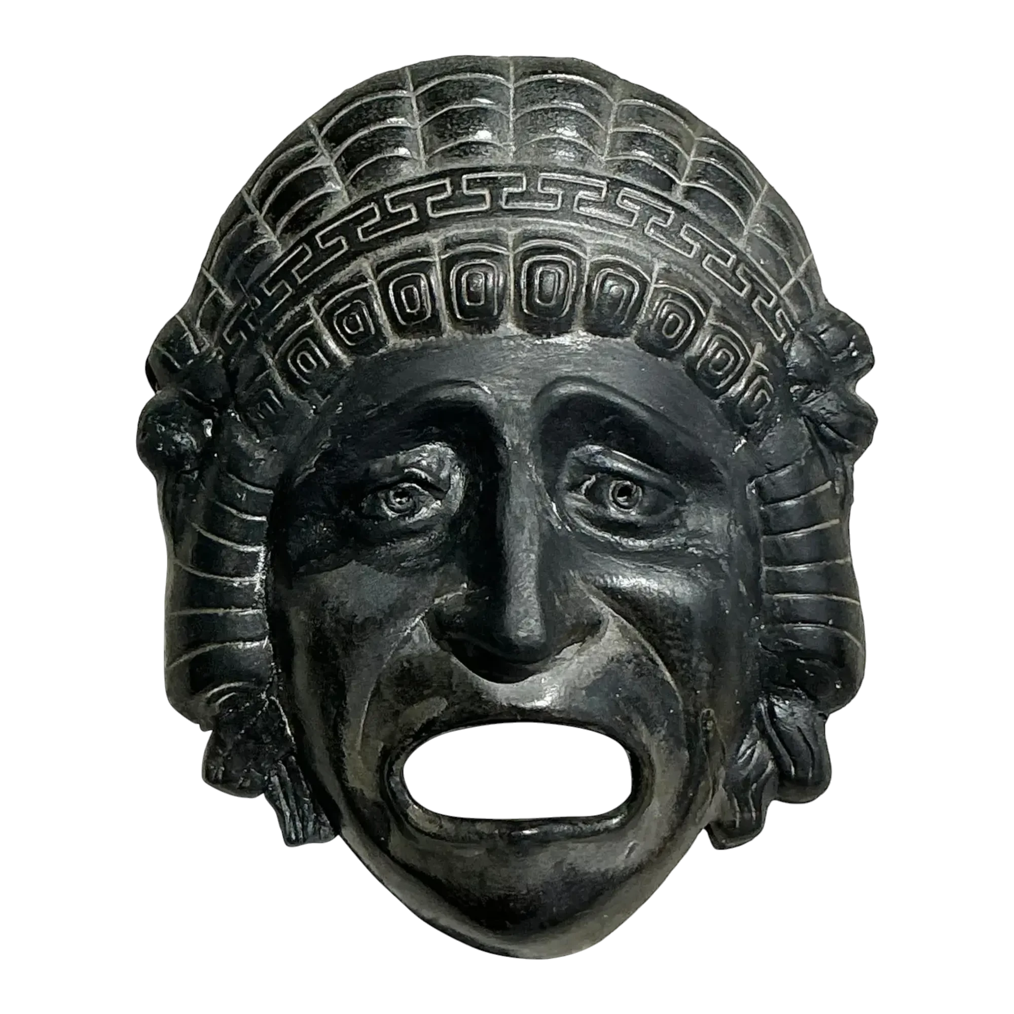 Vintage Greek Key TerraCotta Face Plaque