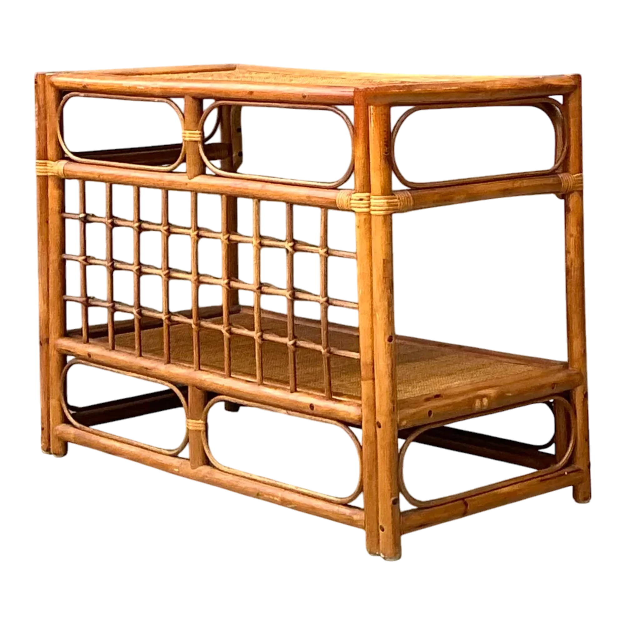 Vintage Grid Rattan Sideboard